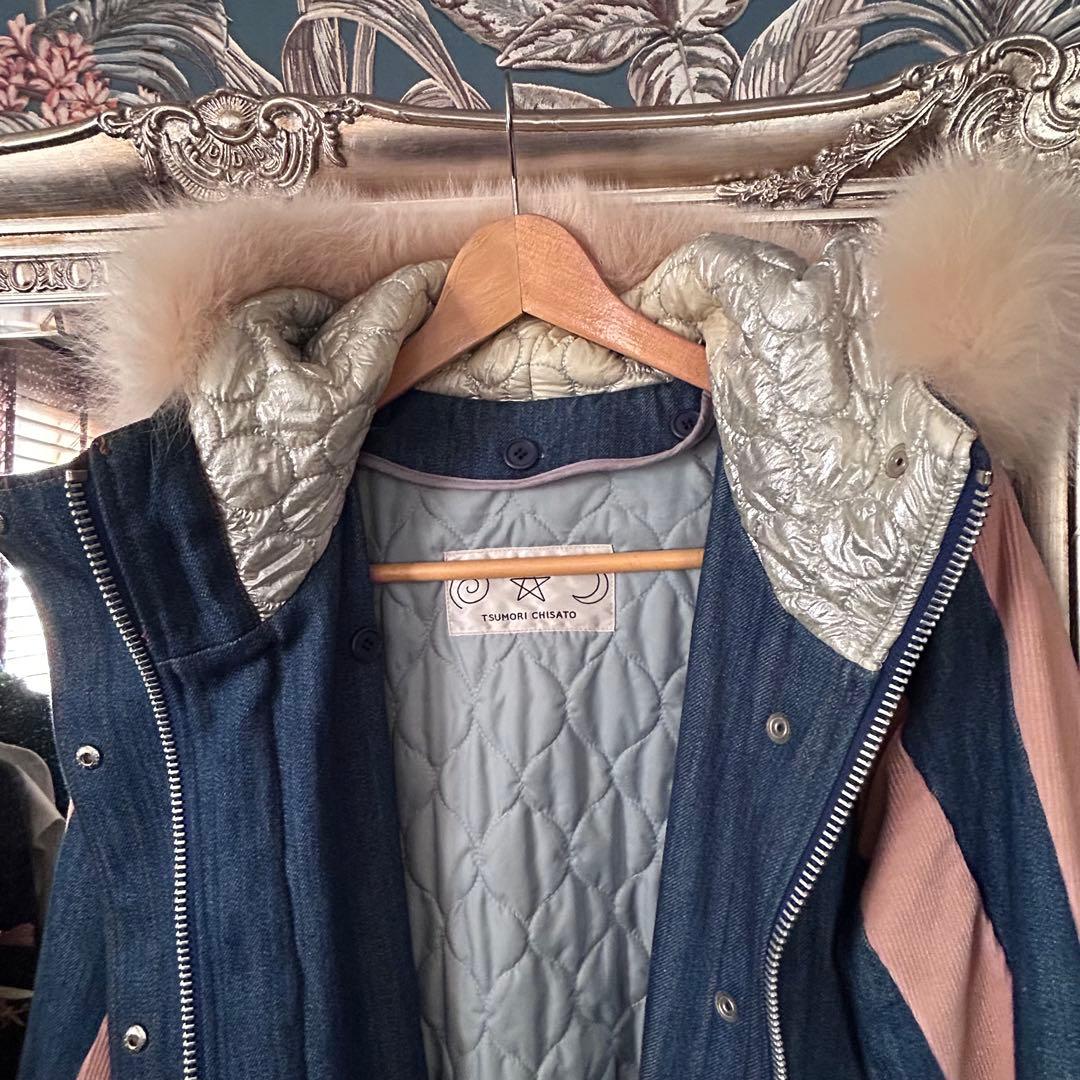 【美品】ツモリチサト モッズコート デニム✖️コーデュロイ ファー付き