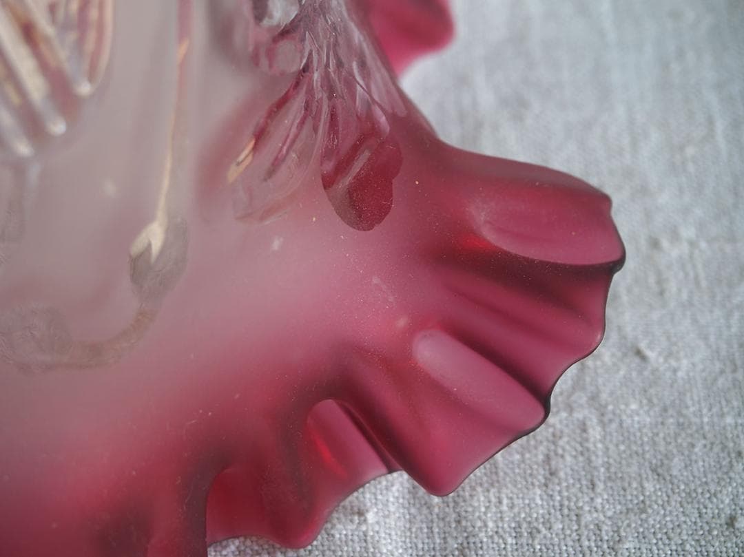 磨りガラス 植物柄 ピンク フリル ランプシェード アールヌーヴォー/K225