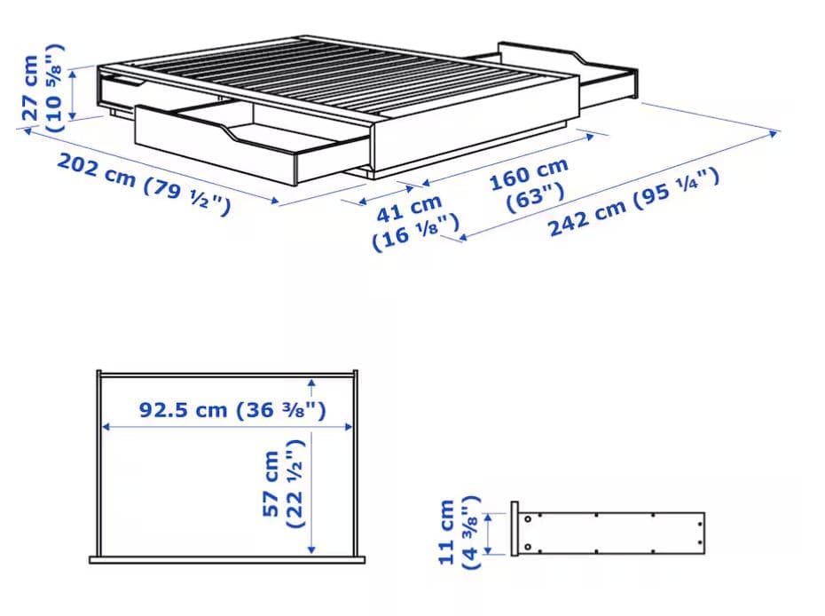 【IKEA】クイーンサイズベッドフレーム MANDAL ※マットレス別出品