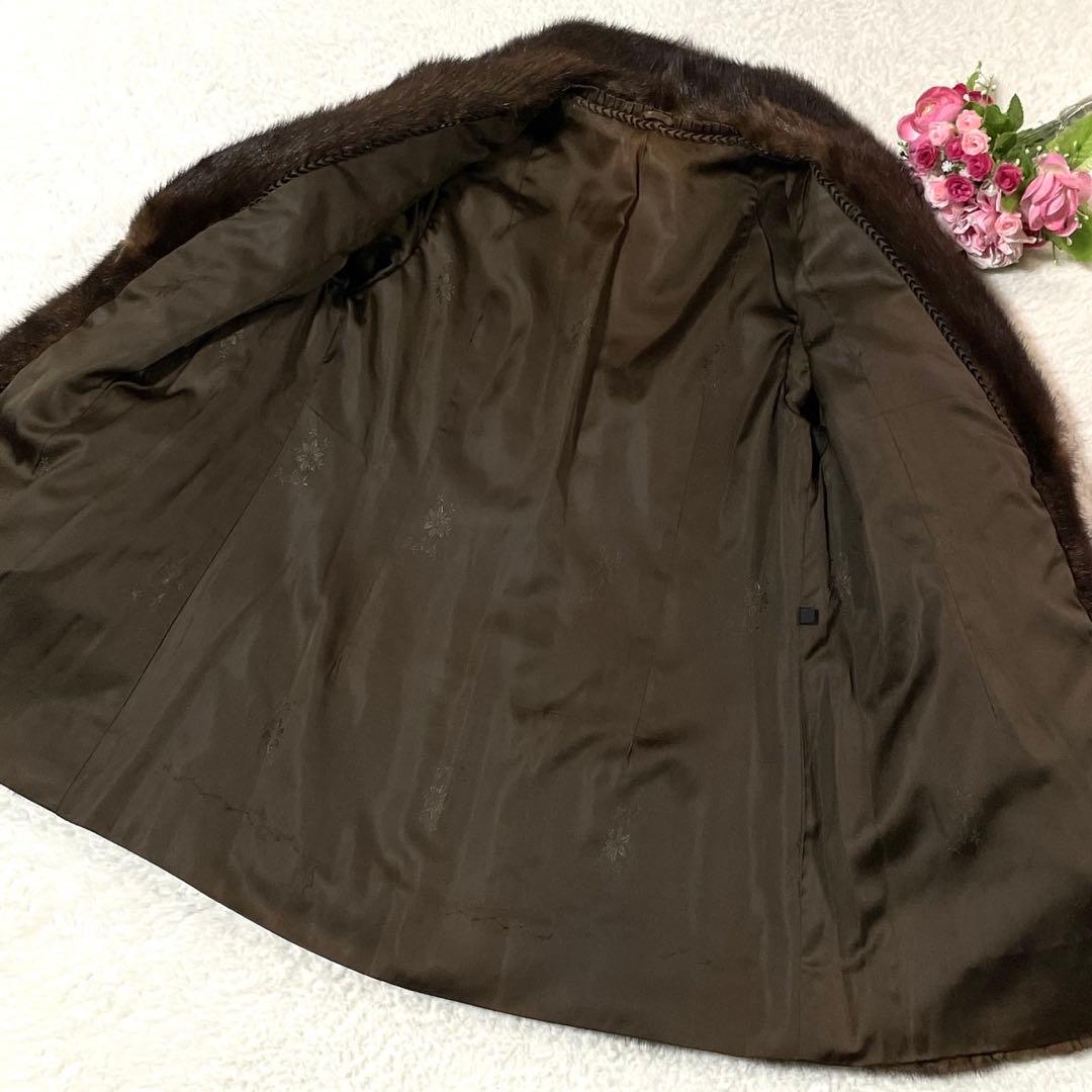 デミバフミンク 本毛皮 コート リアルファー サイズL相当 毛並み◎