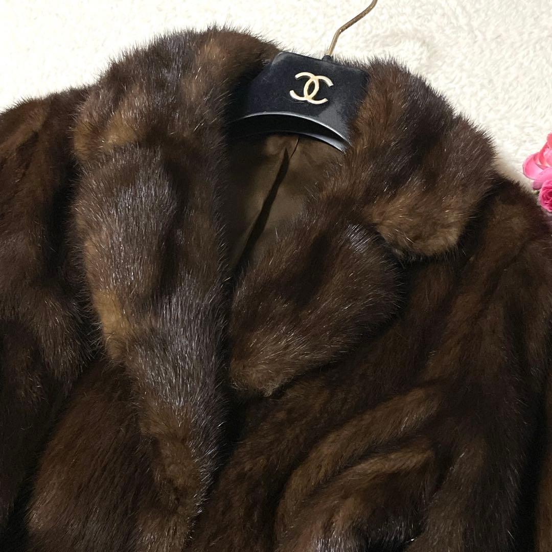 デミバフミンク 本毛皮 コート リアルファー サイズL相当 毛並み◎