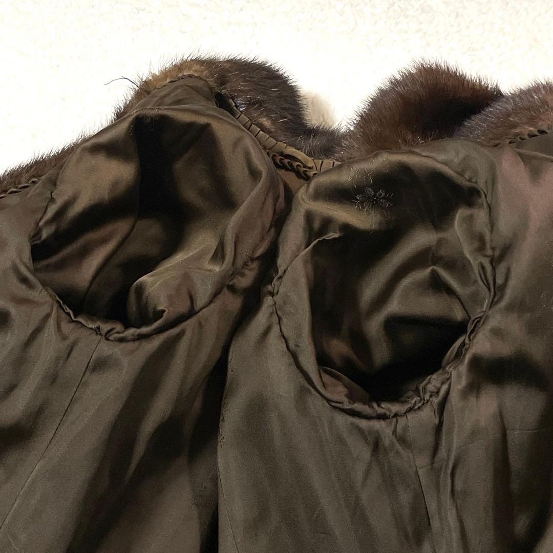 デミバフミンク 本毛皮 コート リアルファー サイズL相当 毛並み◎