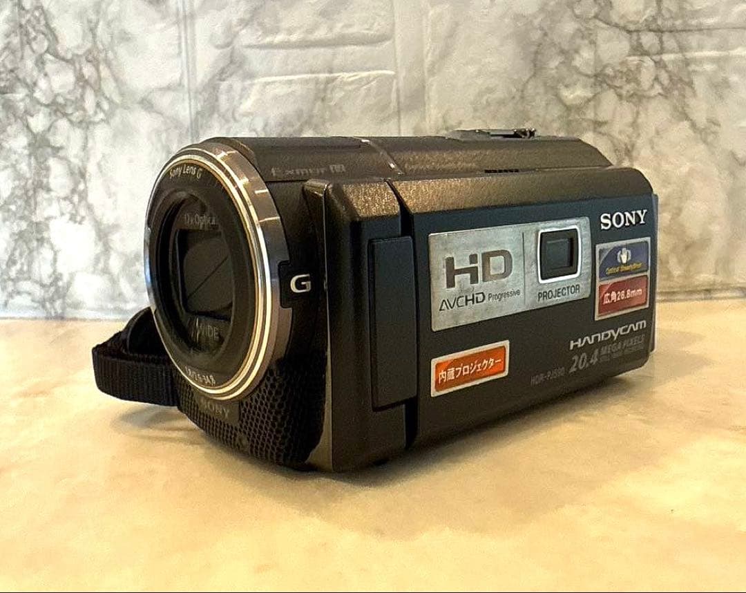SONY HDC-PJ590V ビデオカメラ　大容量バッテリー　外付けライト付