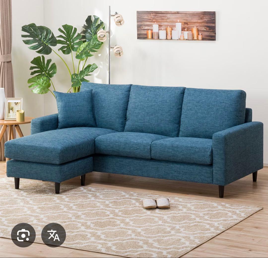 ニトリ　3人掛け　ソファー　ブルー　Nポケット