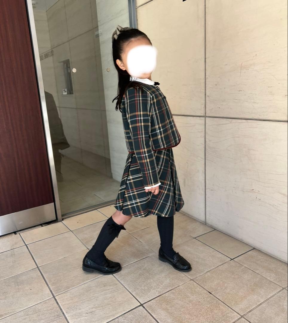 【BEAMS/ガールズ】チェック柄ジャケットとスカートセット130cm