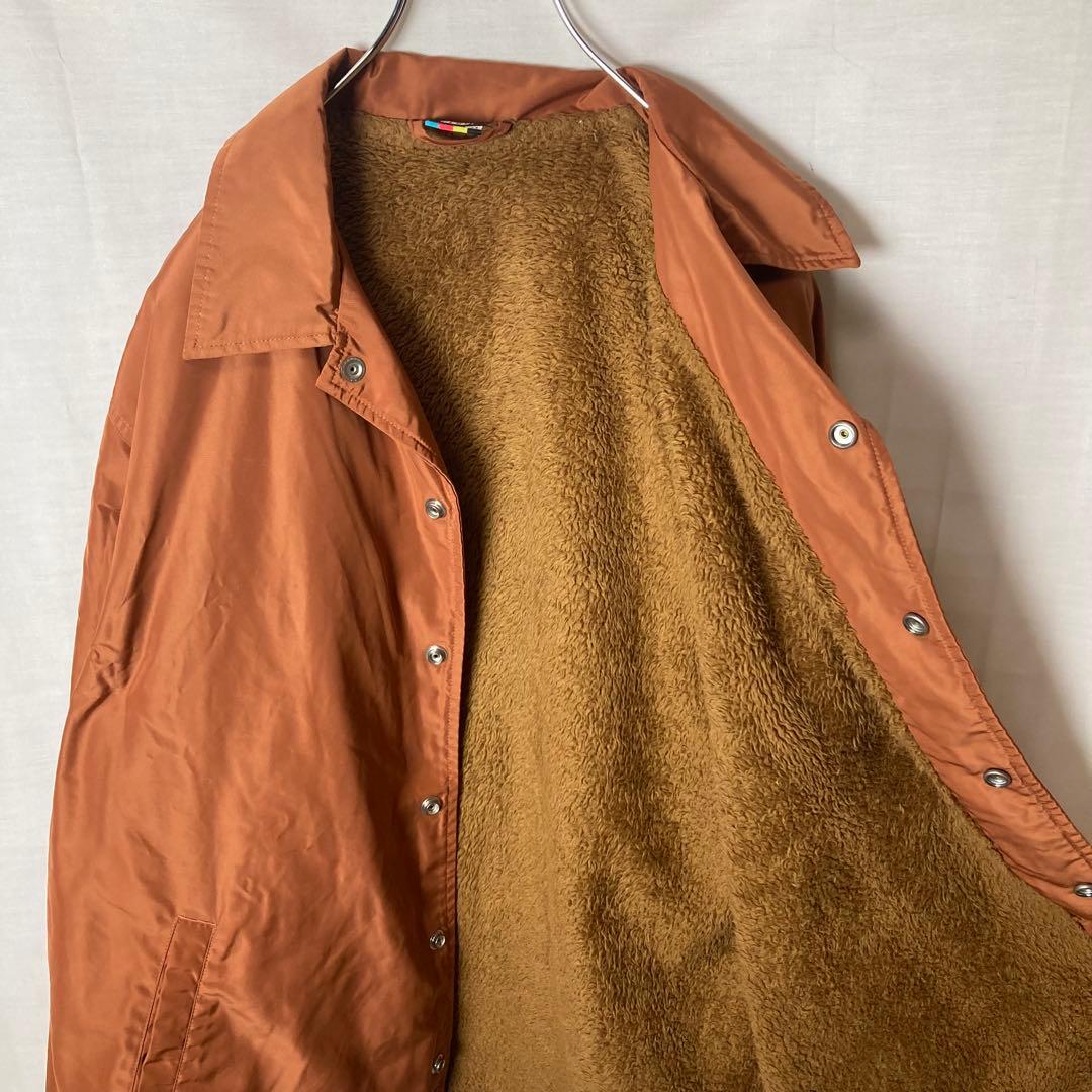 XLARGEギャルヒップビッグプリントくすみオレンジ裏ボアコーチジャケットL