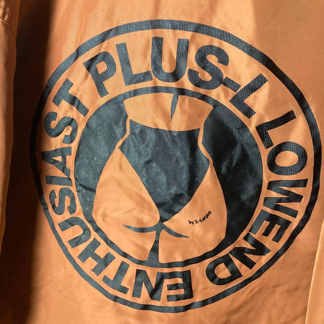 XLARGEギャルヒップビッグプリントくすみオレンジ裏ボアコーチジャケットL