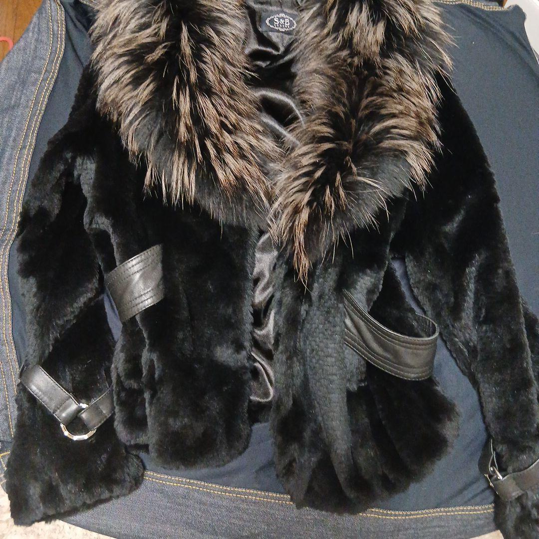 ブラックファーショートコート 66サイズ