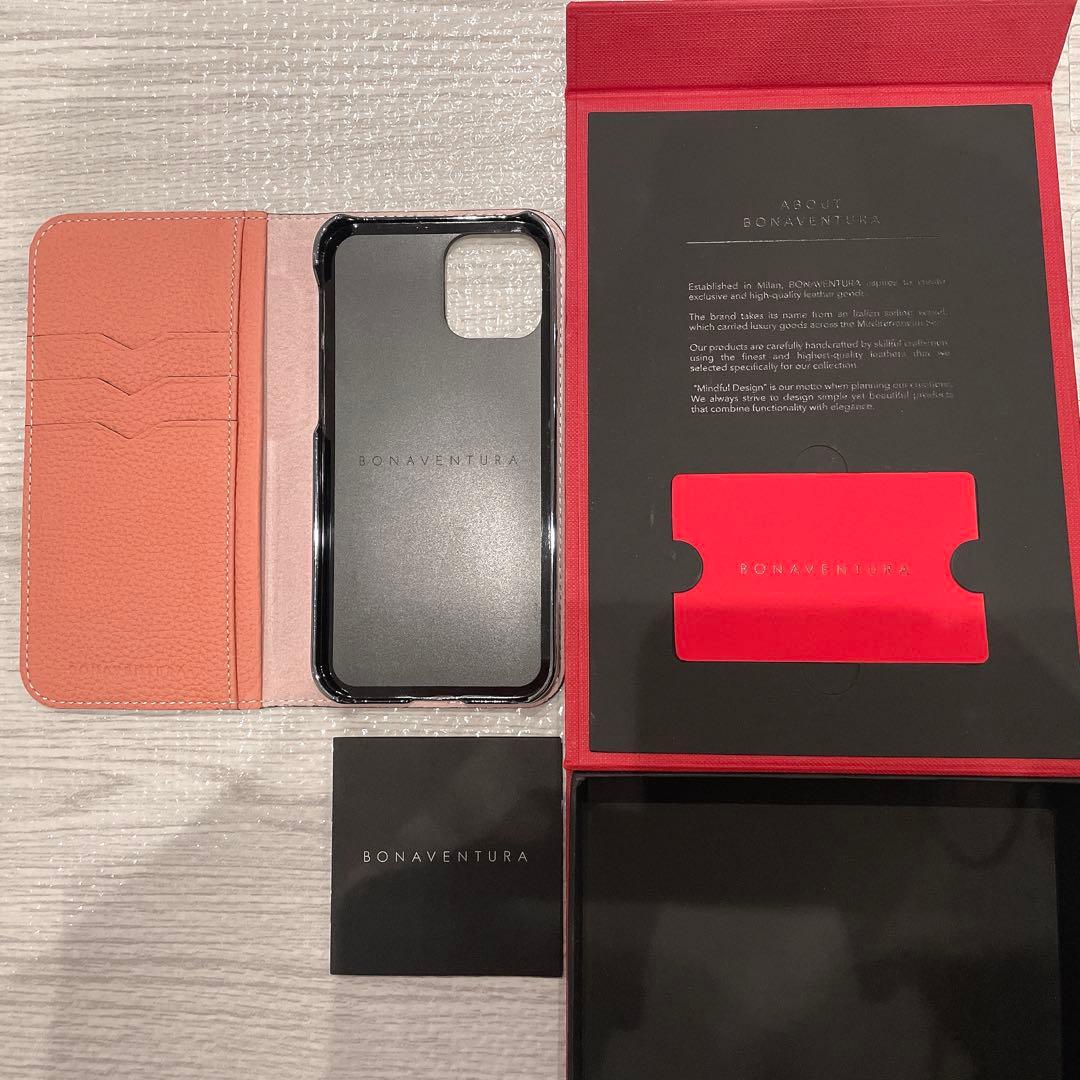 ボナベンチュラ　手帳型　iPhone12 12Proケース エトープ　コーラル