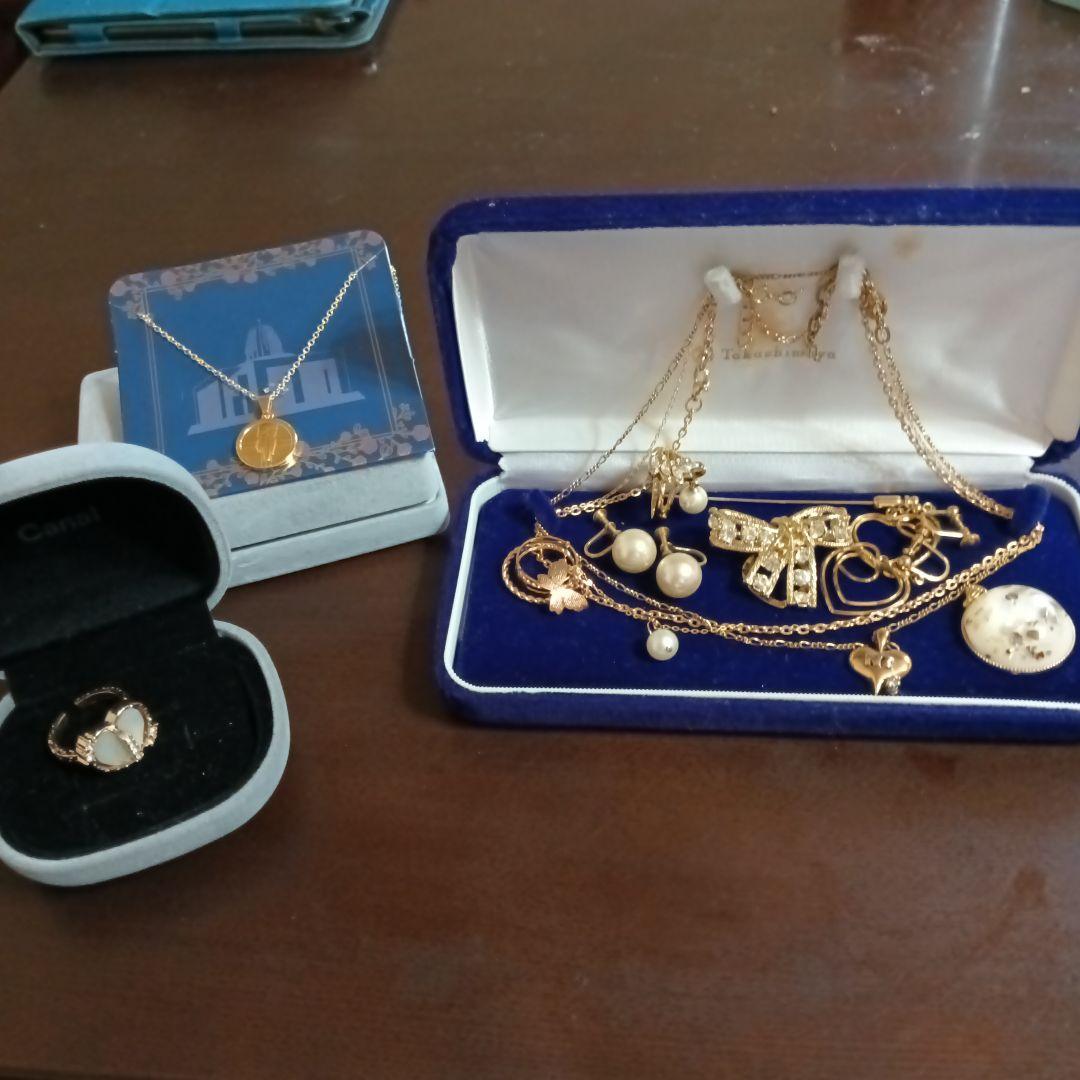 遺品整理アクセサリまとめK18あこや真珠トップSilverネックレス　ニナリッチ