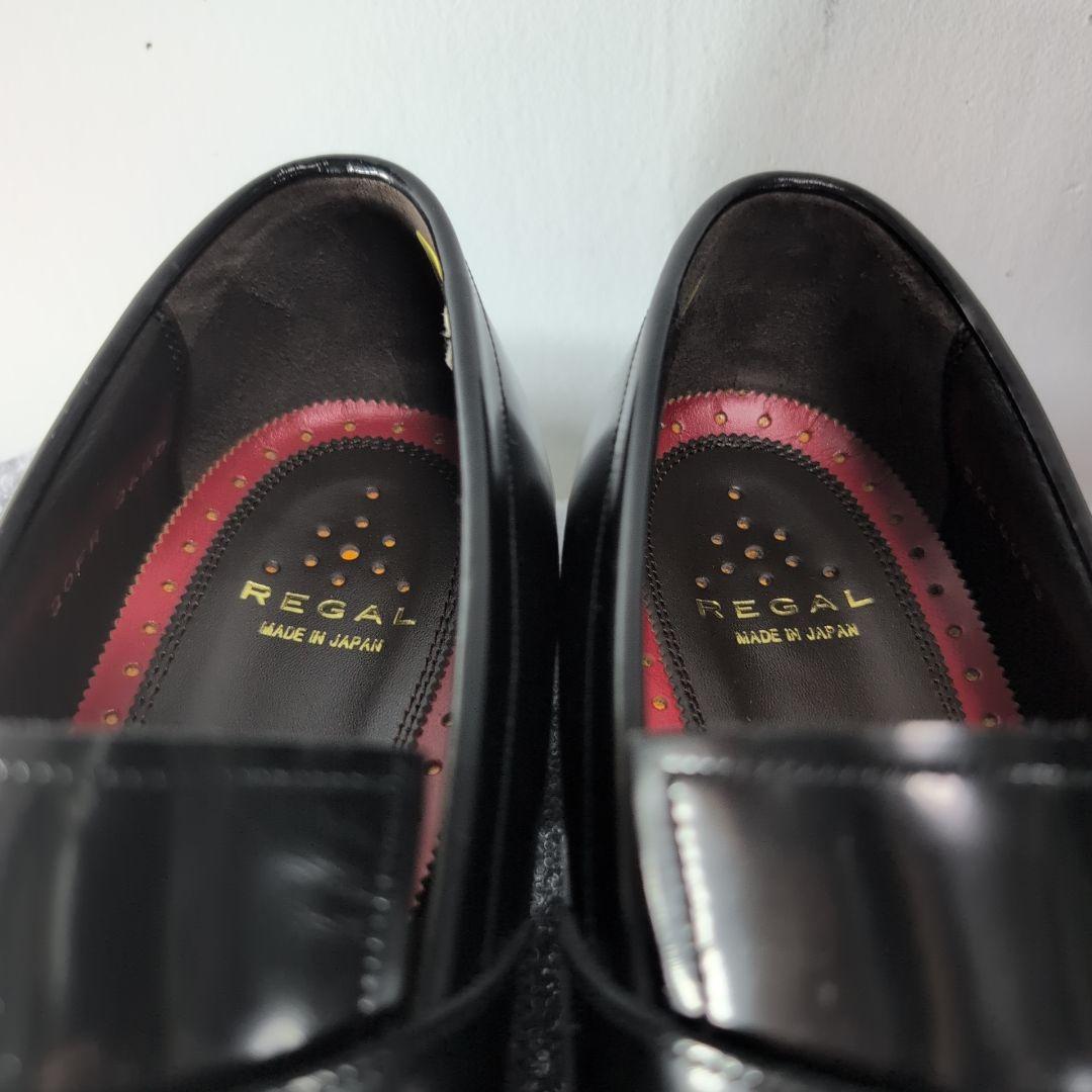 未使用級 REGAL  ペニー ローファー Uチップ 黒 26.5 レザー