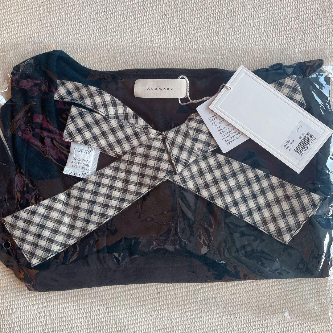 【即日発送】Ami ribbon check tops black