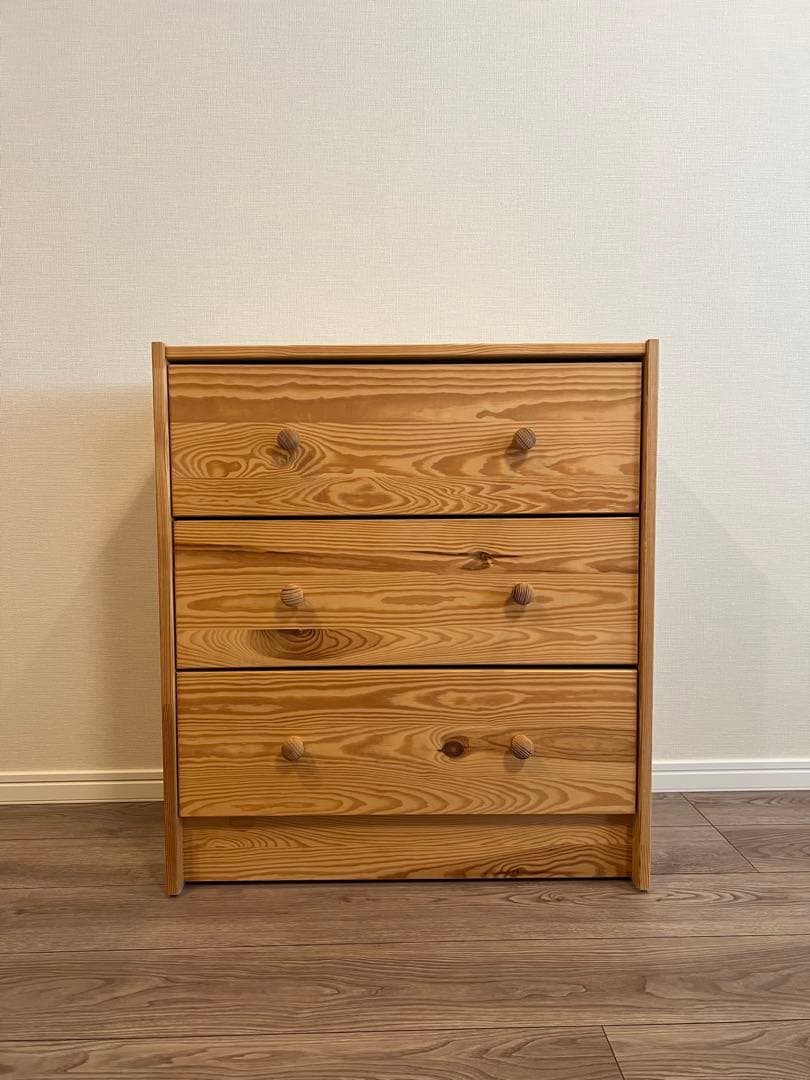 IKEA rast木製ナチュラルウッド3段チェスト