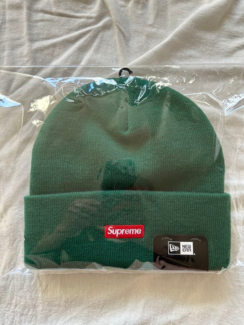 Supreme グリーン ニット帽 トライバル模様