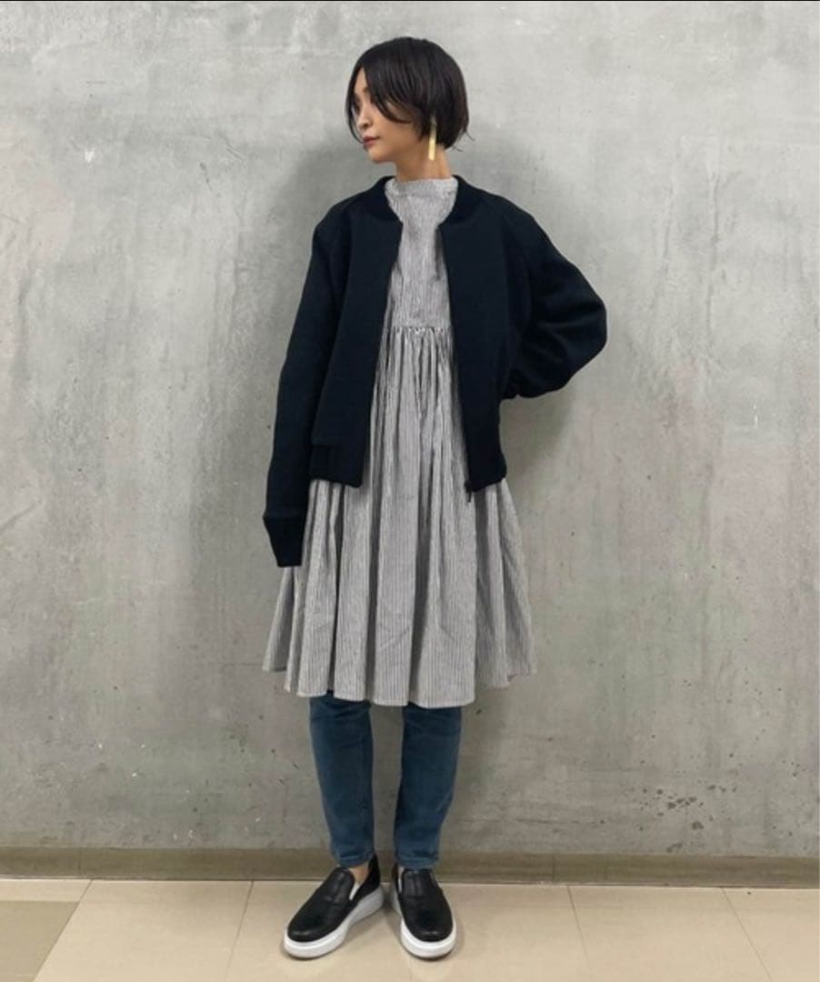 定価44000円 ビアズリー ZIPニットブルゾン ショートジャケット 黒