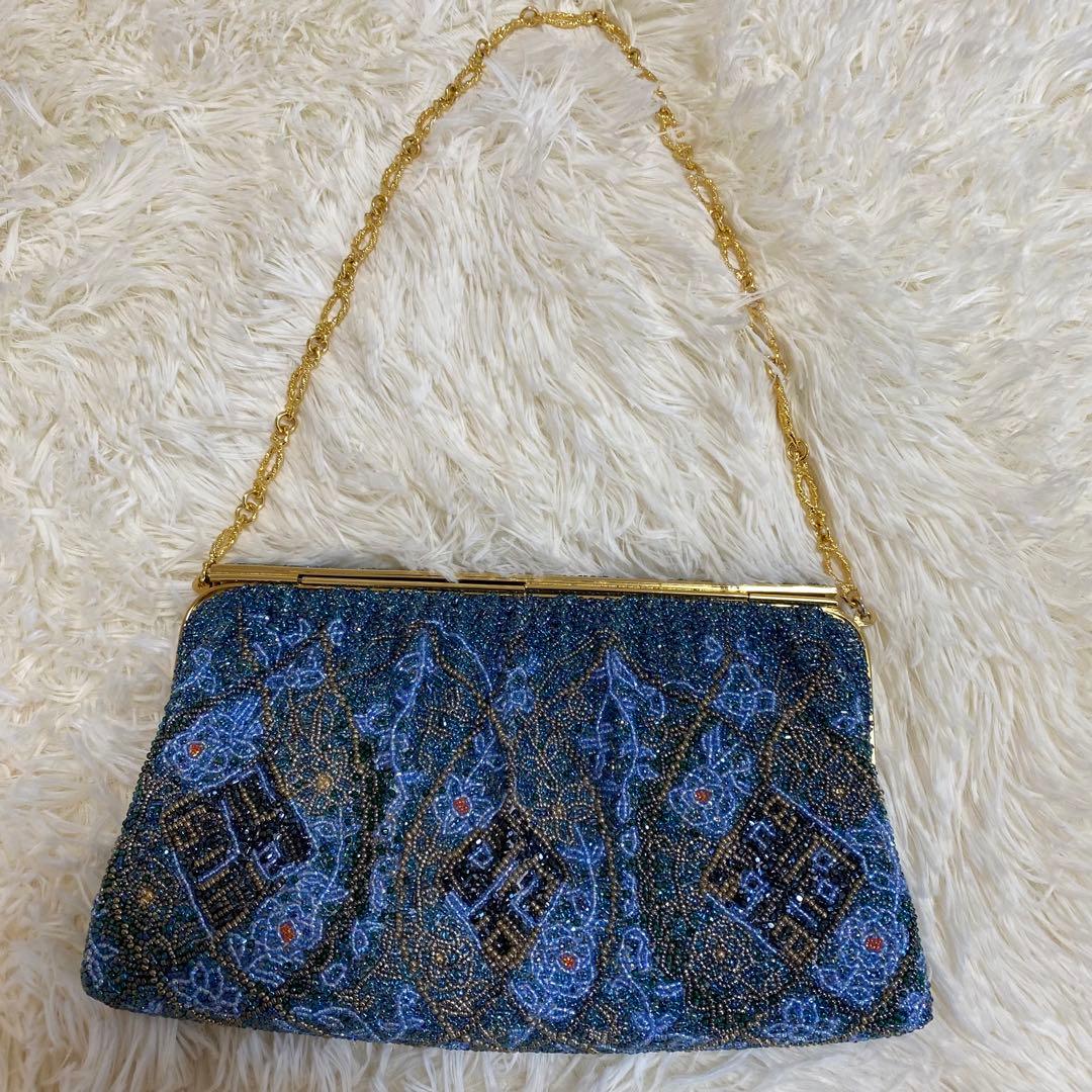 美品 Katsumi Tokyo かつみ ビーズ ハンドバッグ パーティバッグ