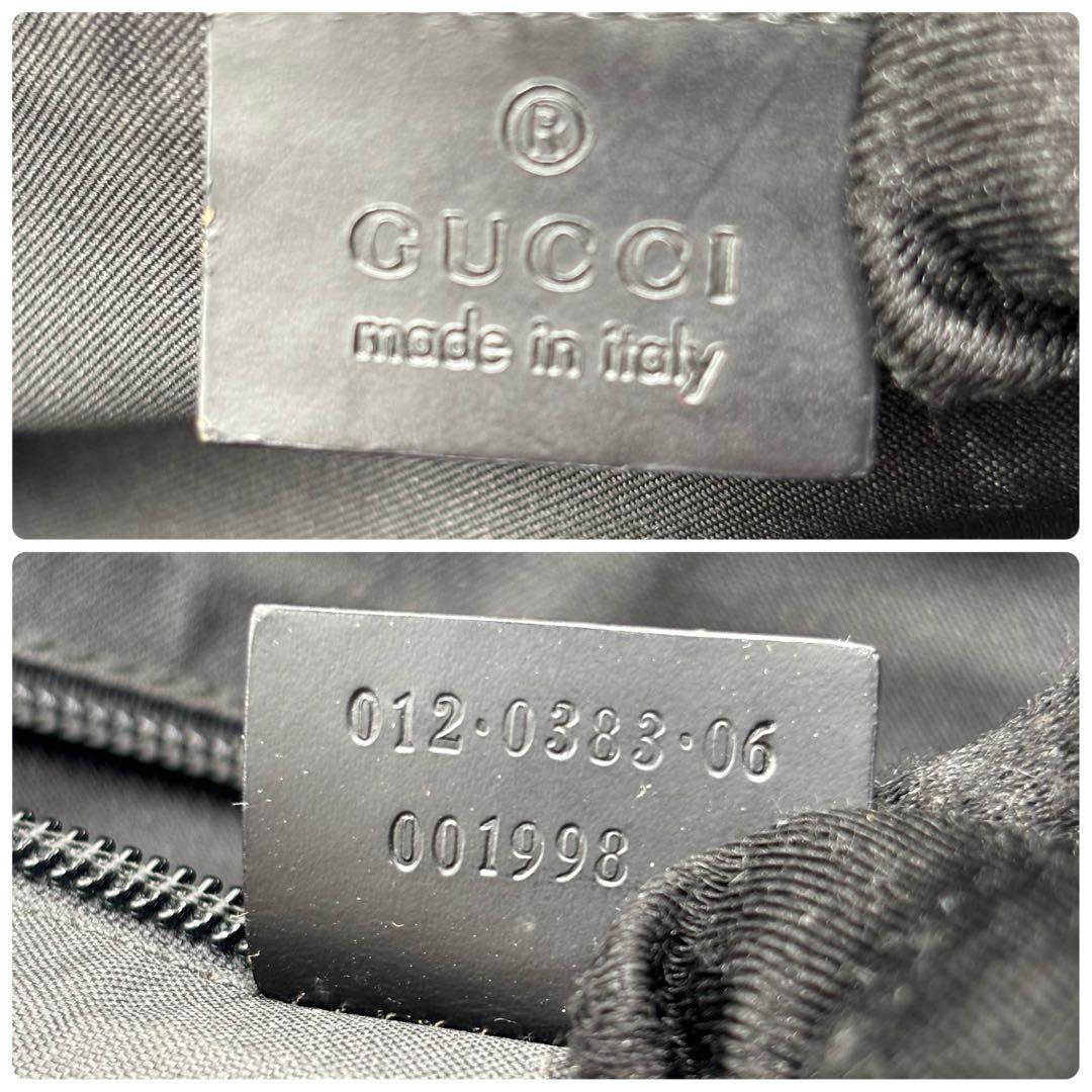 GUCCI グッチ GG柄 レザー×ナイロン ボストンバッグ ハンドバッグ 黒