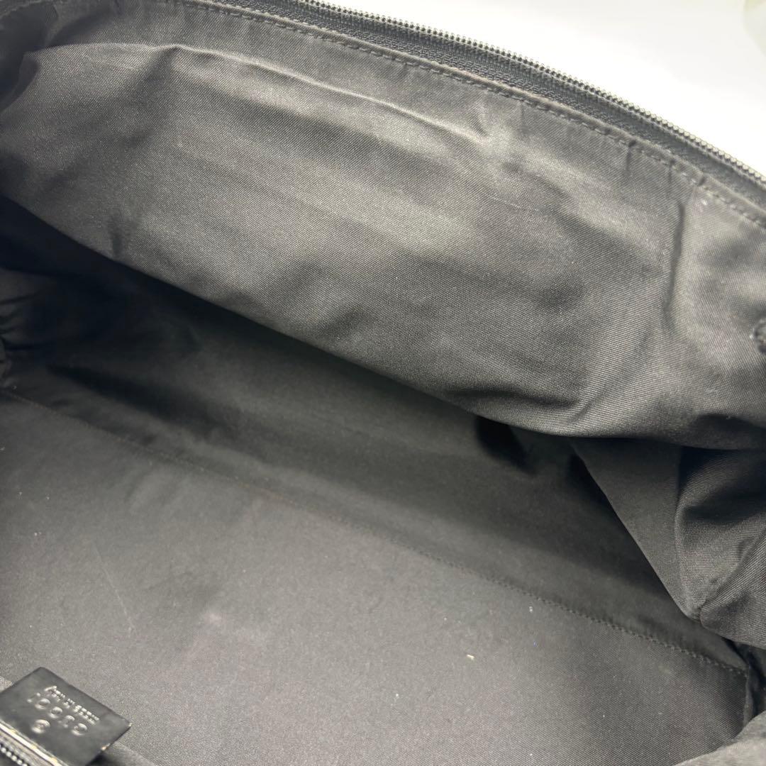 GUCCI グッチ GG柄 レザー×ナイロン ボストンバッグ ハンドバッグ 黒