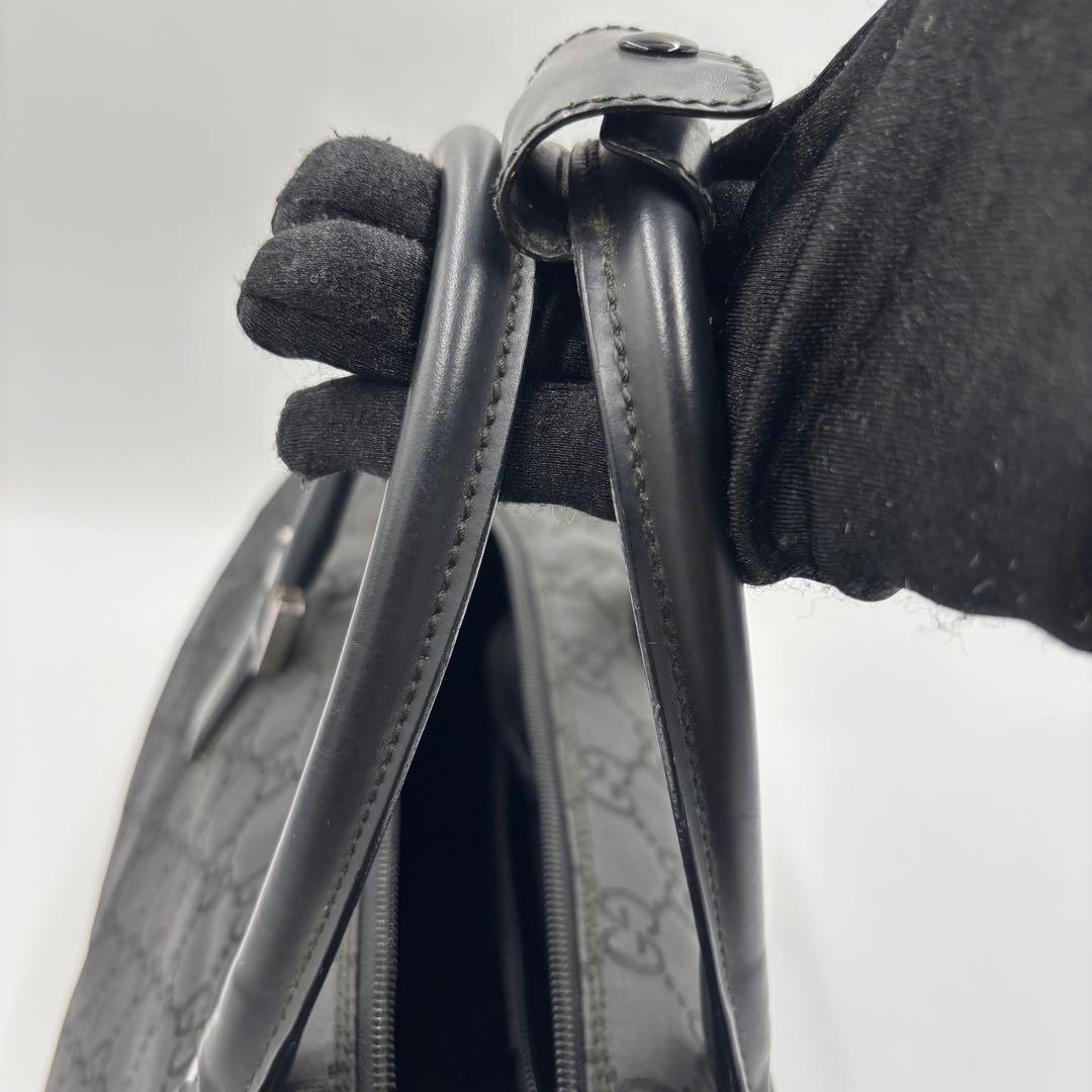 GUCCI グッチ GG柄 レザー×ナイロン ボストンバッグ ハンドバッグ 黒