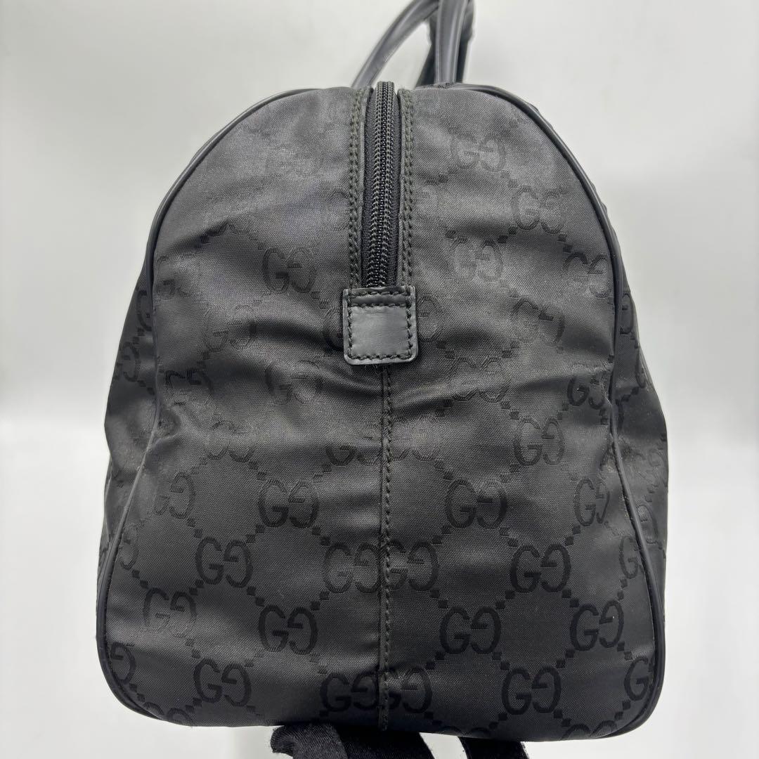 GUCCI グッチ GG柄 レザー×ナイロン ボストンバッグ ハンドバッグ 黒