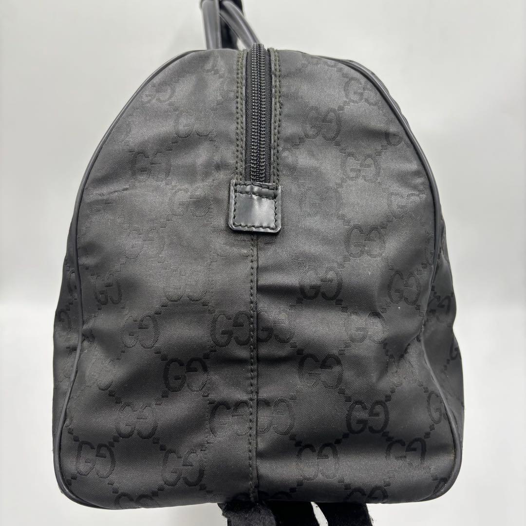 GUCCI グッチ GG柄 レザー×ナイロン ボストンバッグ ハンドバッグ 黒