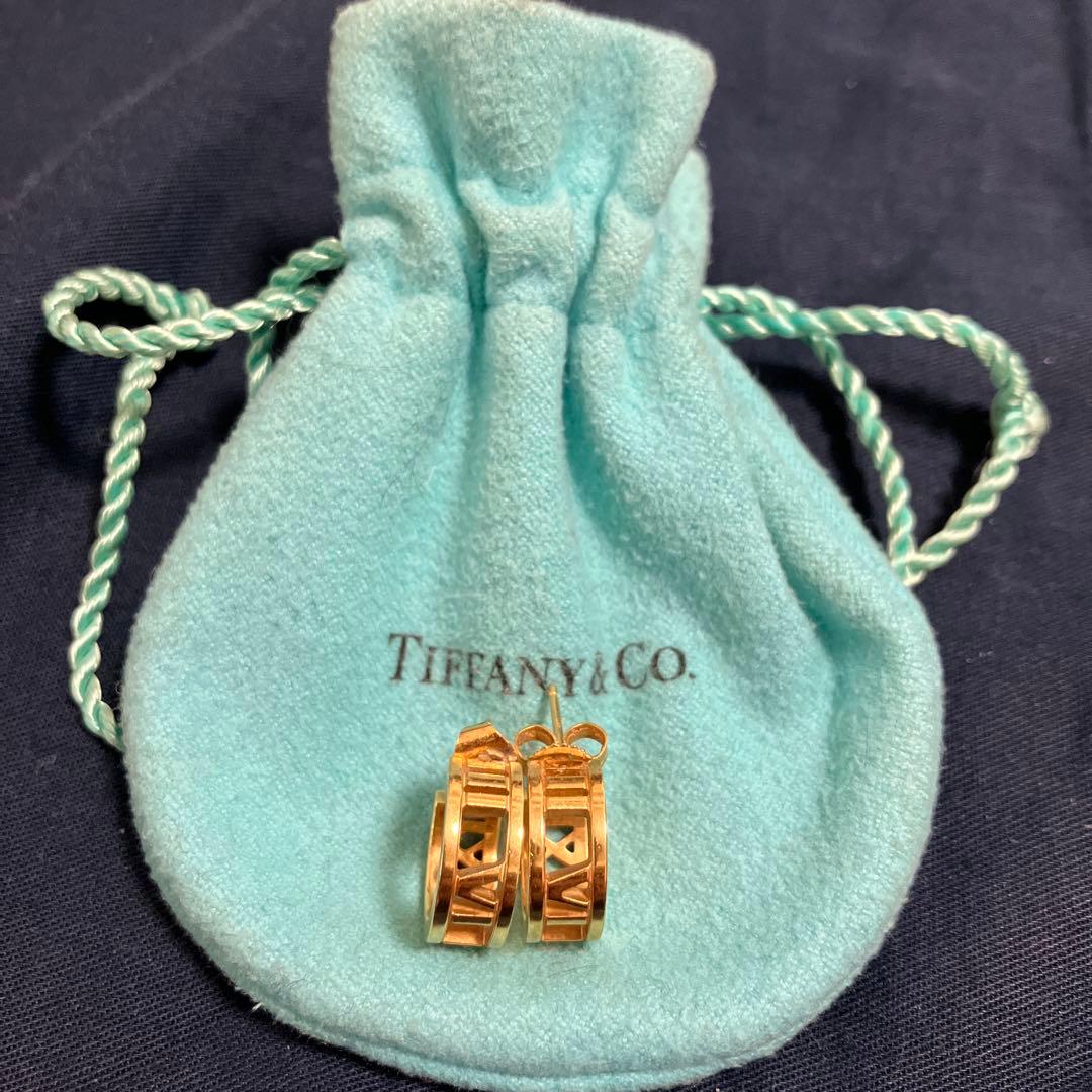 【美品】ティファニー Tiffany&Co. K18YGアトラス フープピアス