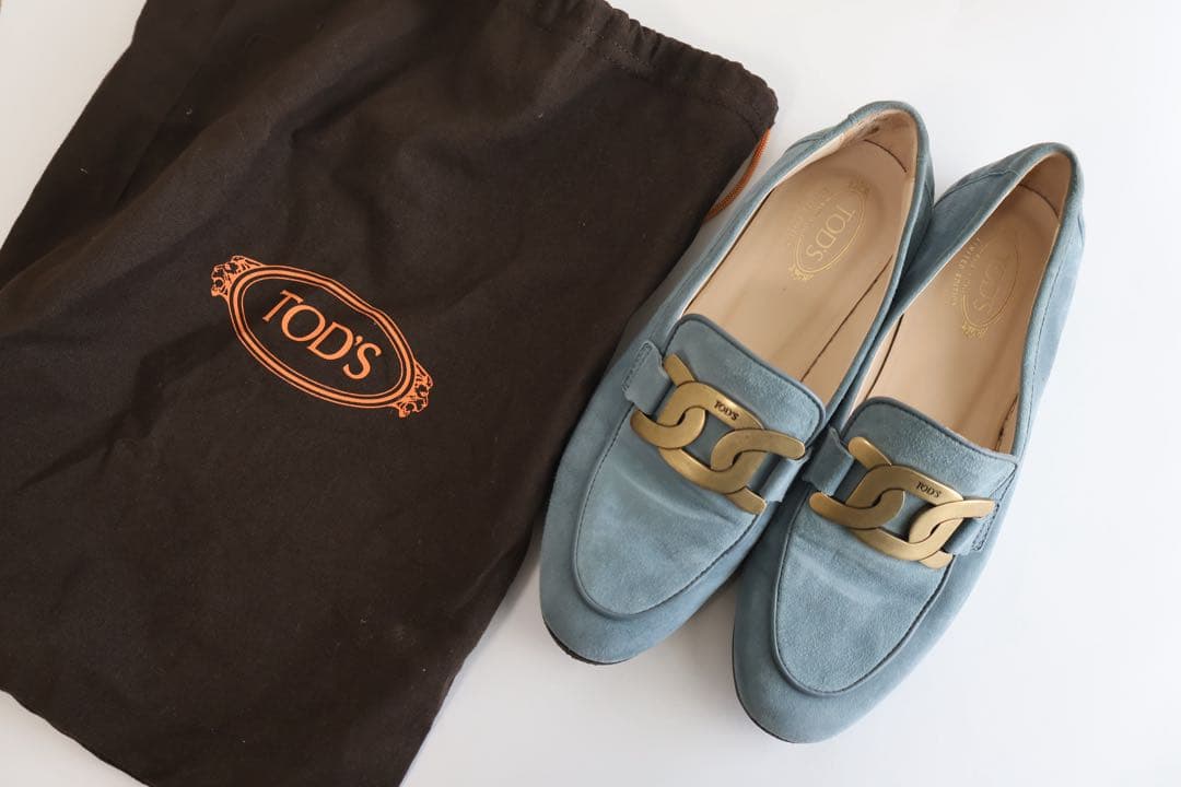 TOD'S スエード ローファー 青