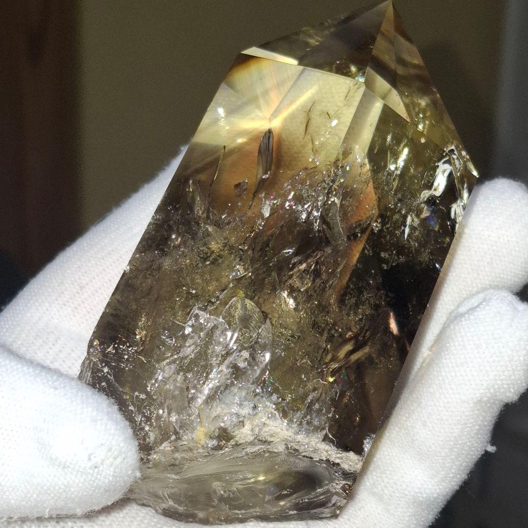 天然石✨️スモーキーシトリン　ゼウス　ポイント✨️虹ギラギラファントムあり台座付