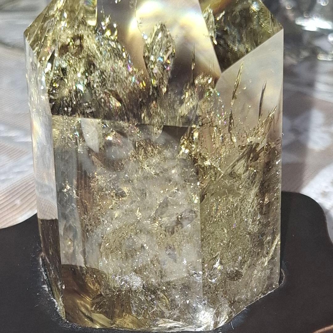 天然石✨️スモーキーシトリン　ゼウス　ポイント✨️虹ギラギラファントムあり台座付