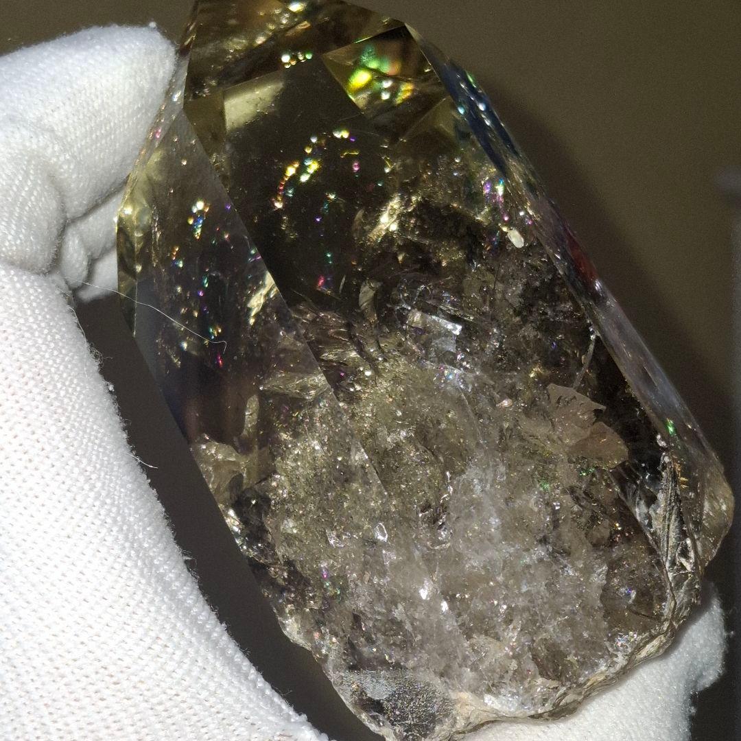 天然石✨️スモーキーシトリン　ゼウス　ポイント✨️虹ギラギラファントムあり台座付