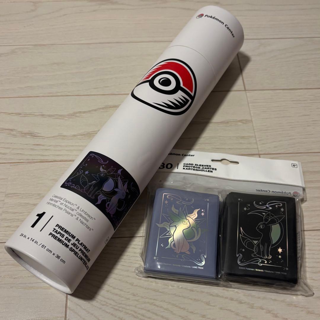 海外ポケセン 限定 エーフィ ブラッキー プレイマット デッキシールド セット