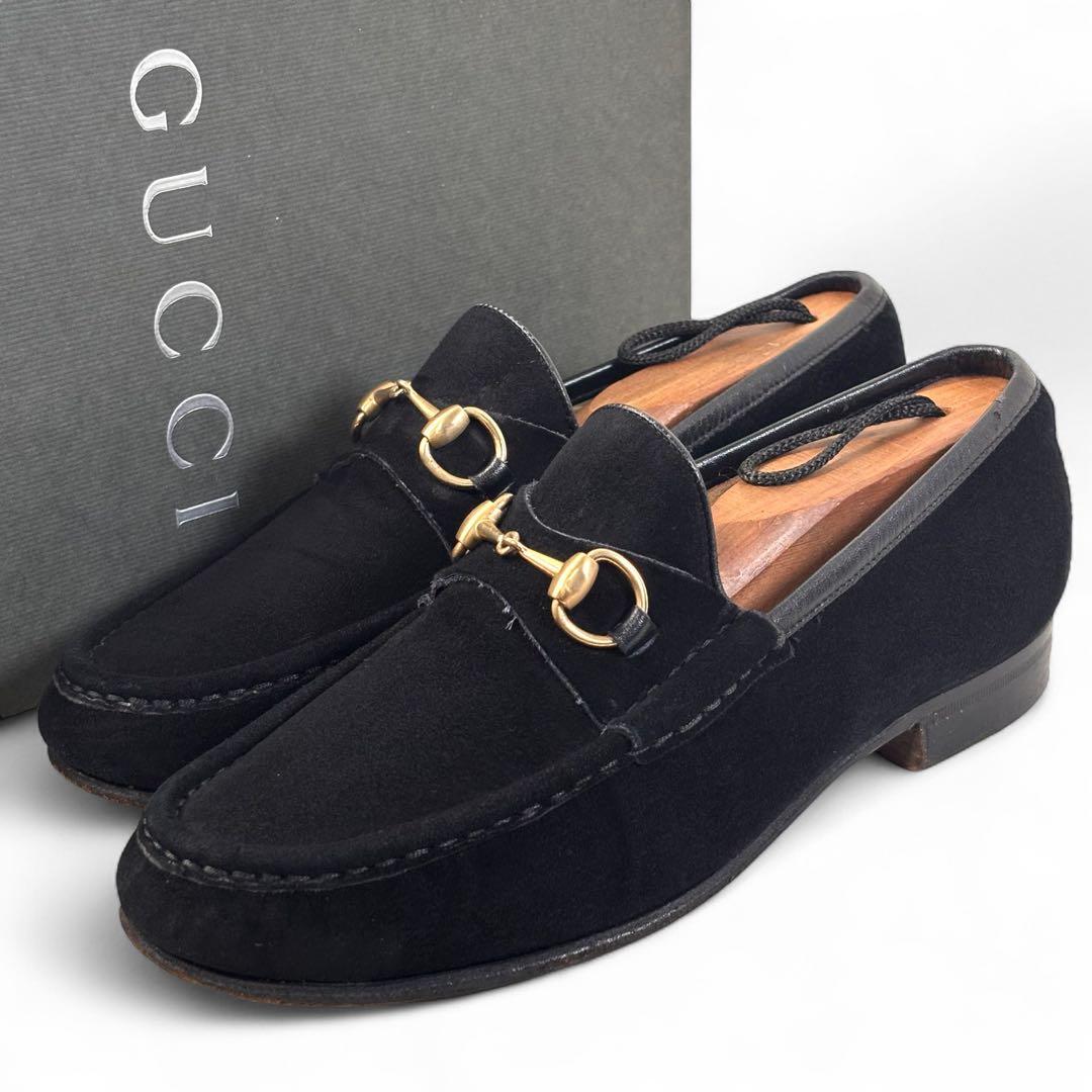 グッチ 6C 23 スエード ホースビット ローファー ブラック 黒