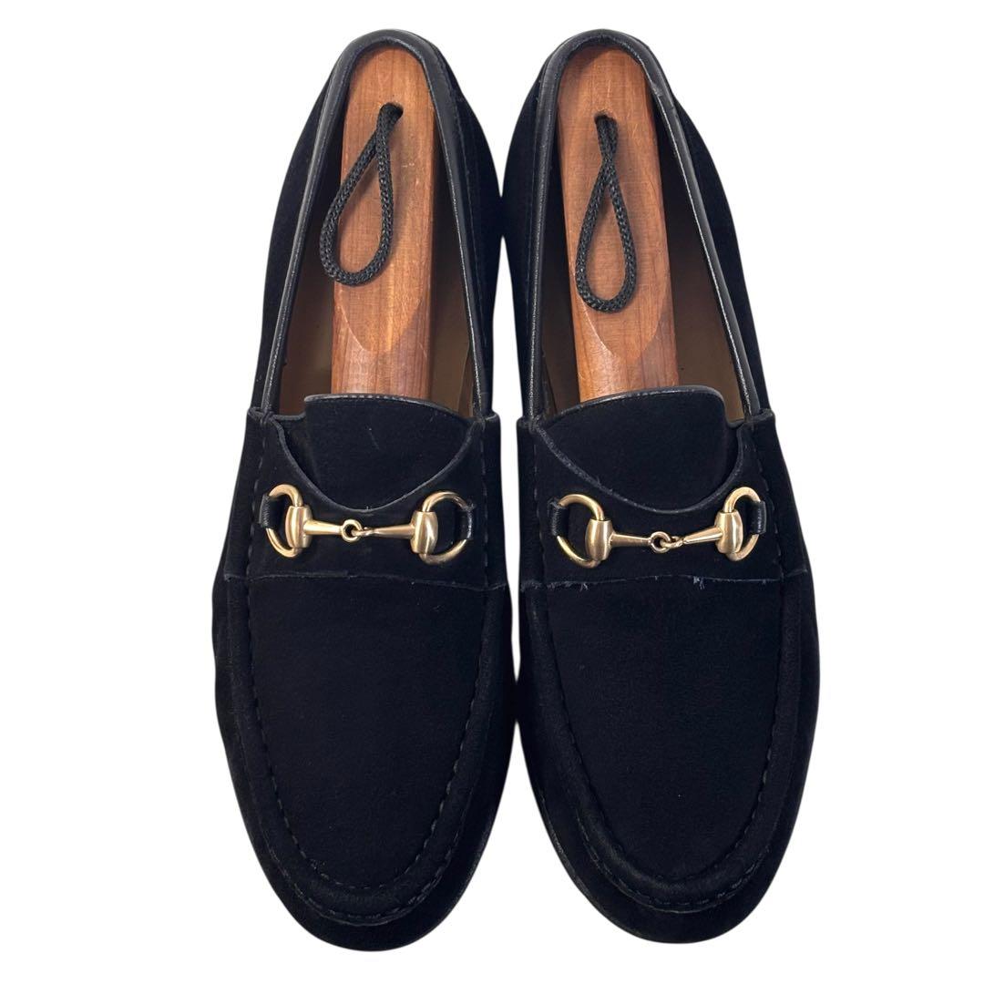 グッチ 6C 23 スエード ホースビット ローファー ブラック 黒