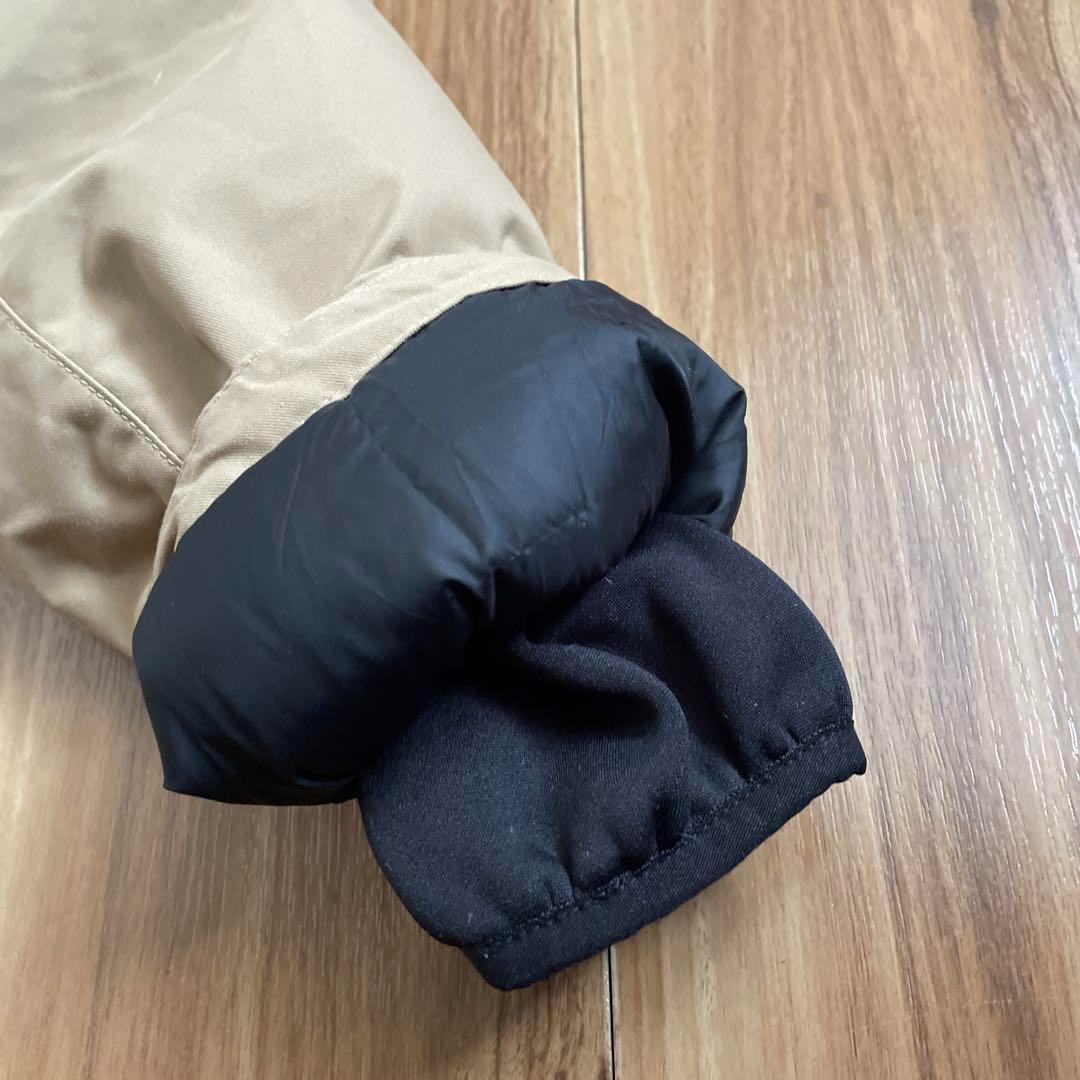 Sノースフェイスマットブラックベージュミドル丈ダウンジャケットコートパーカ