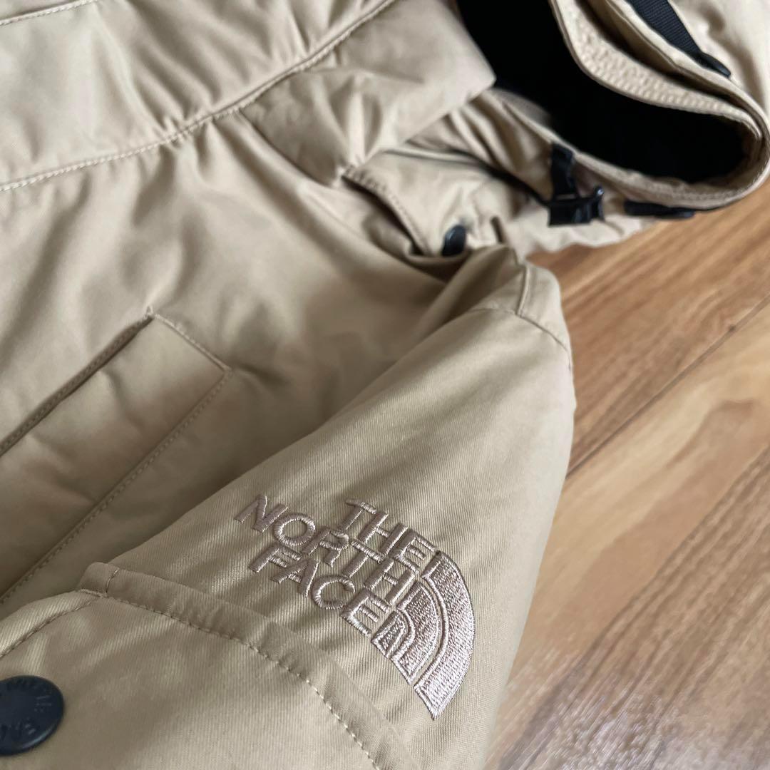 Sノースフェイスマットブラックベージュミドル丈ダウンジャケットコートパーカ