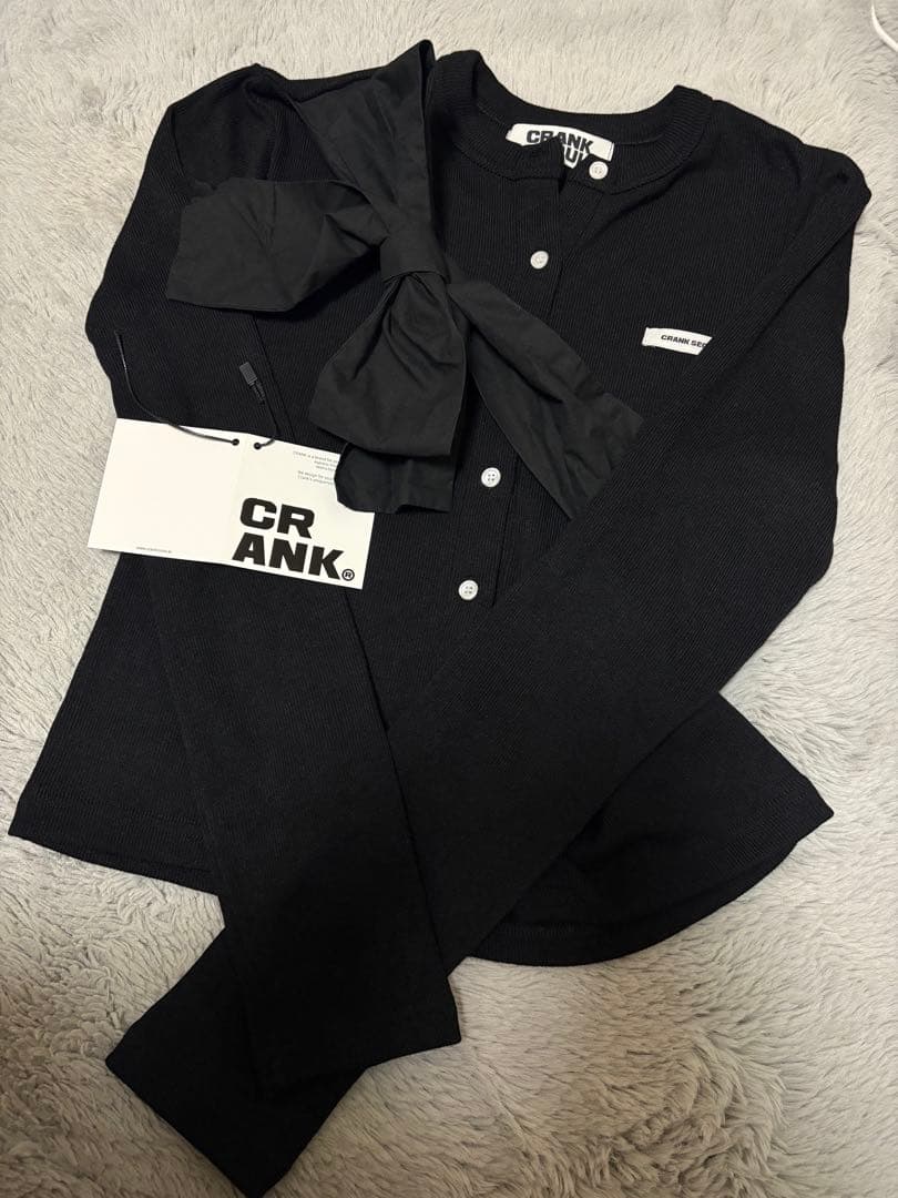 CRANK リボン ニット カーディガン ブラック　twice