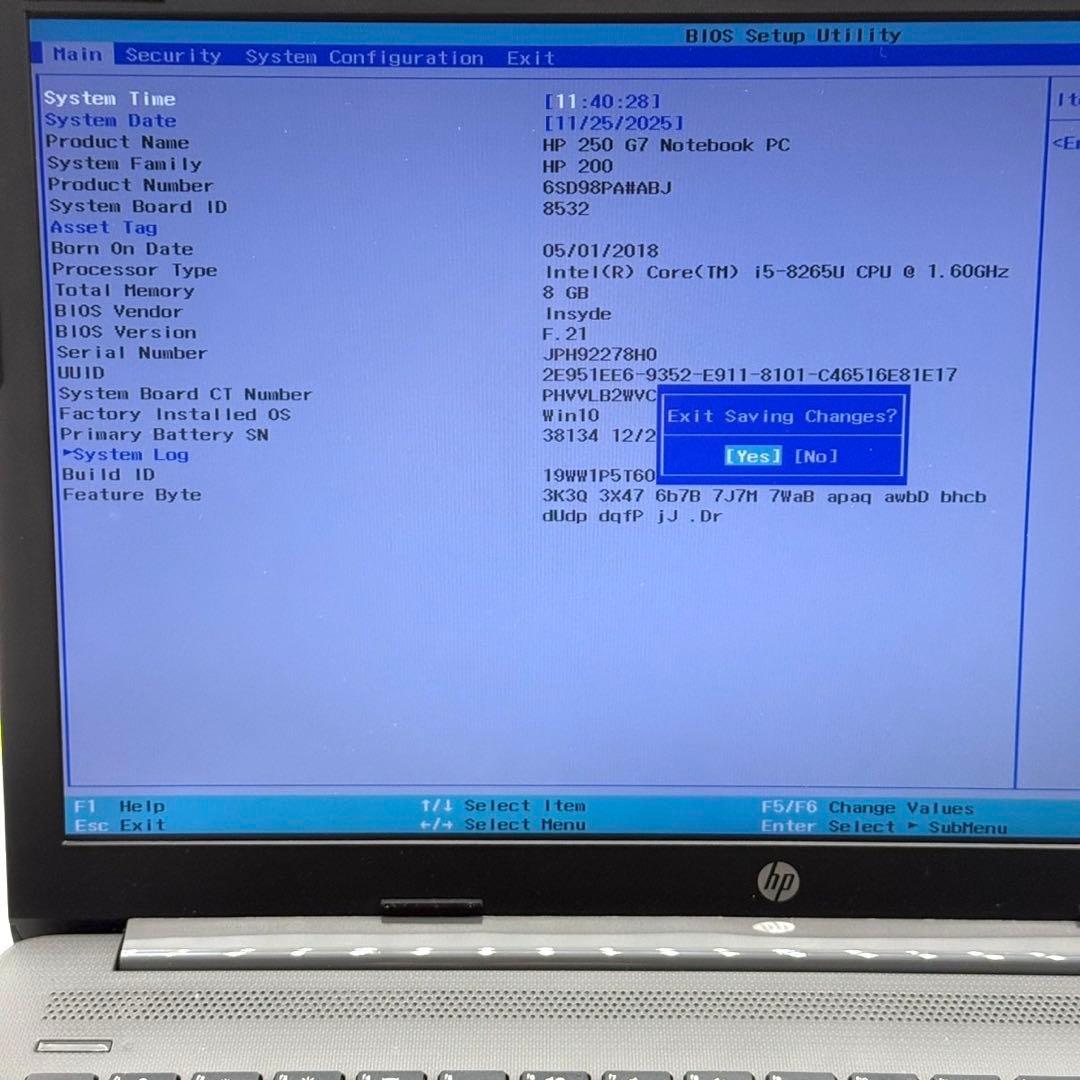 ノートパソコン 8世代CORE i5 HP メモリ8GB ストレージ無し