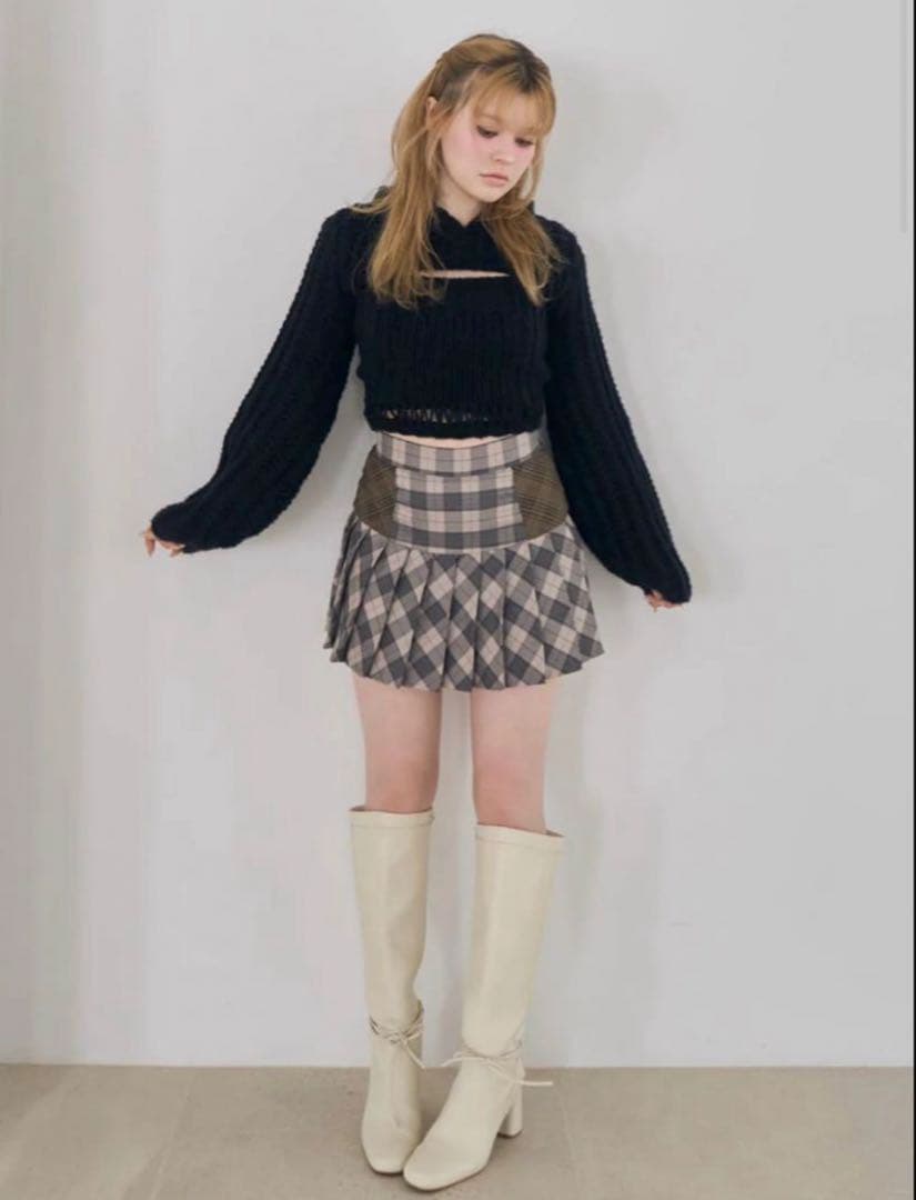 Coco check pleats skirt andmary アンドマリー
