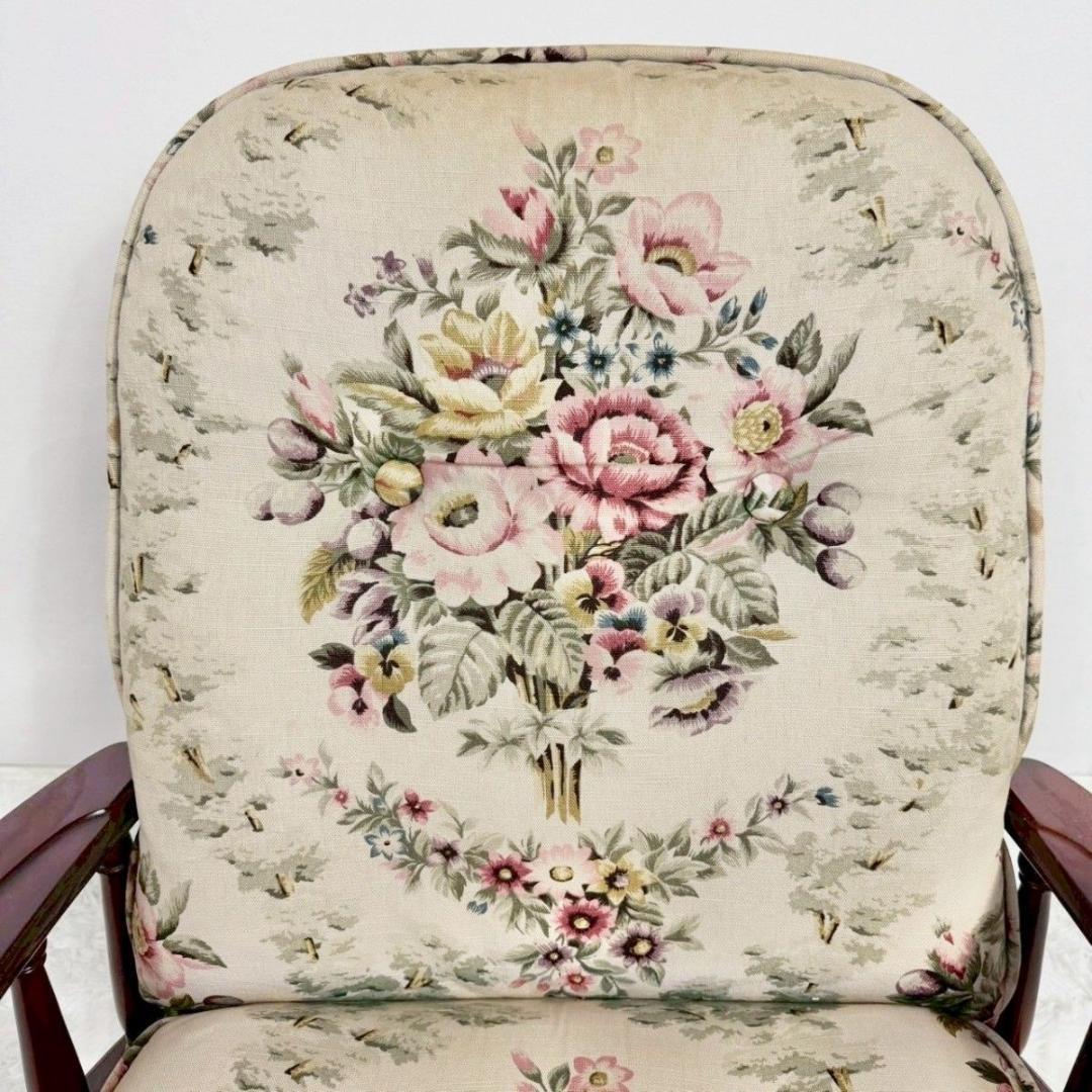 「カリモク家具？」コロニアム柄　回転座椅子　昭和レトロ　アンティーク