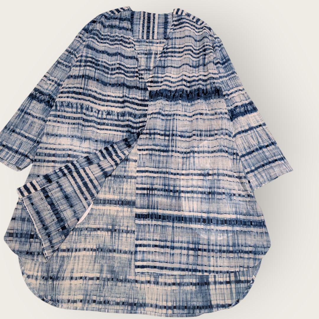 壺草苑　藍染　チュニック　ロングシャツ　天然藍灰汁発酵建　日本製　羽織り