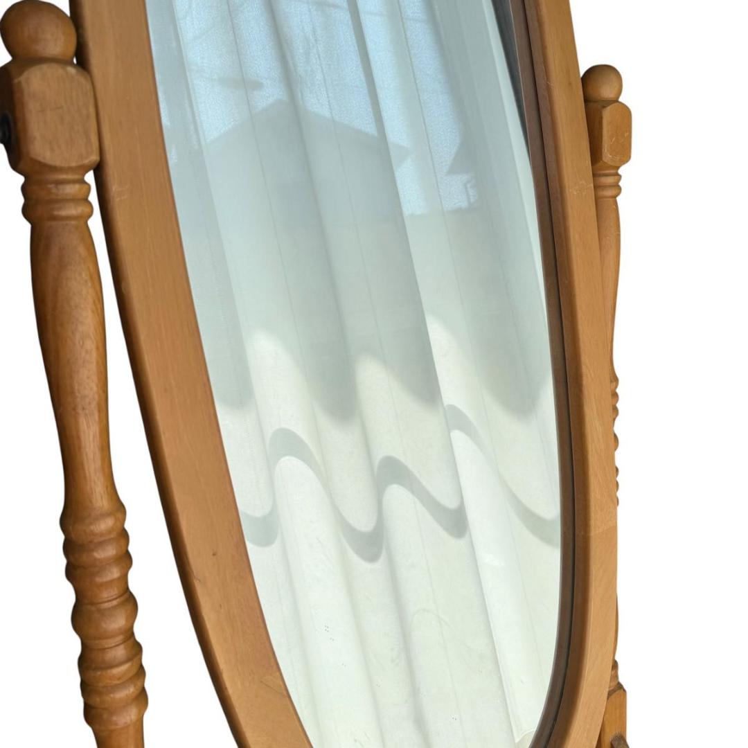 【送料込み】アンティーク　木製スタンドミラー　脚付き　姿見　822-5