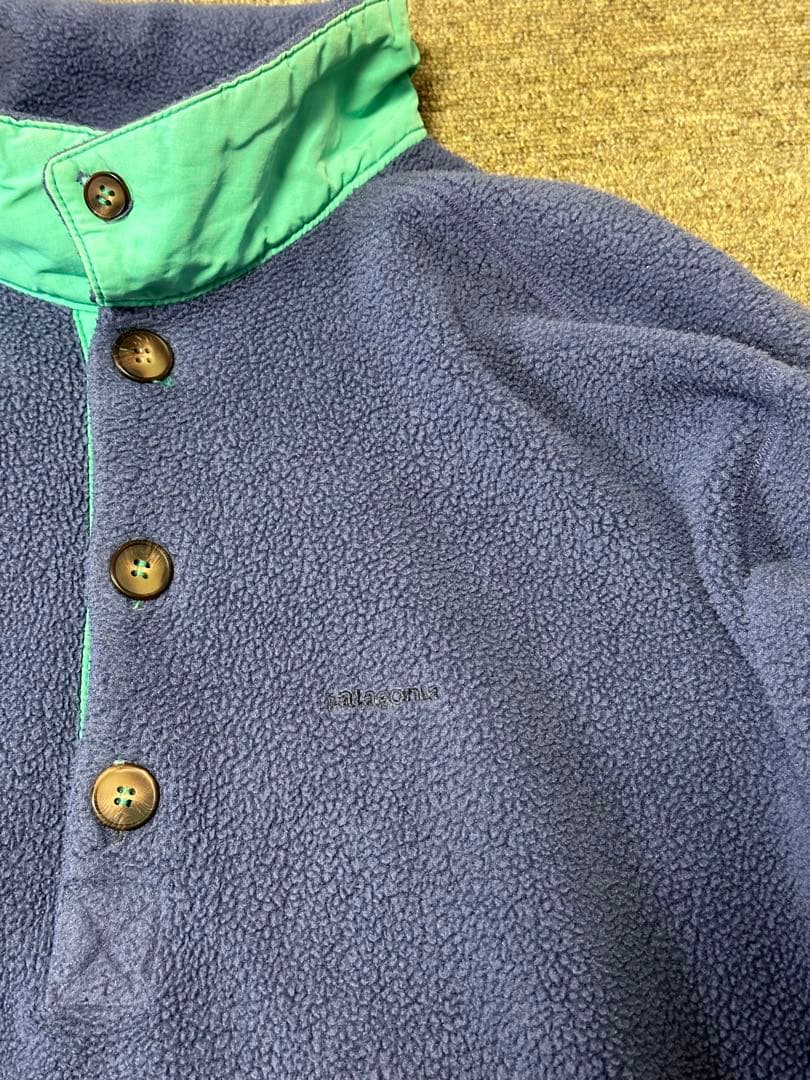 企業ロゴ入り 90’s パタゴニア シンチラプルオーバー 色ラベンダー サイズL