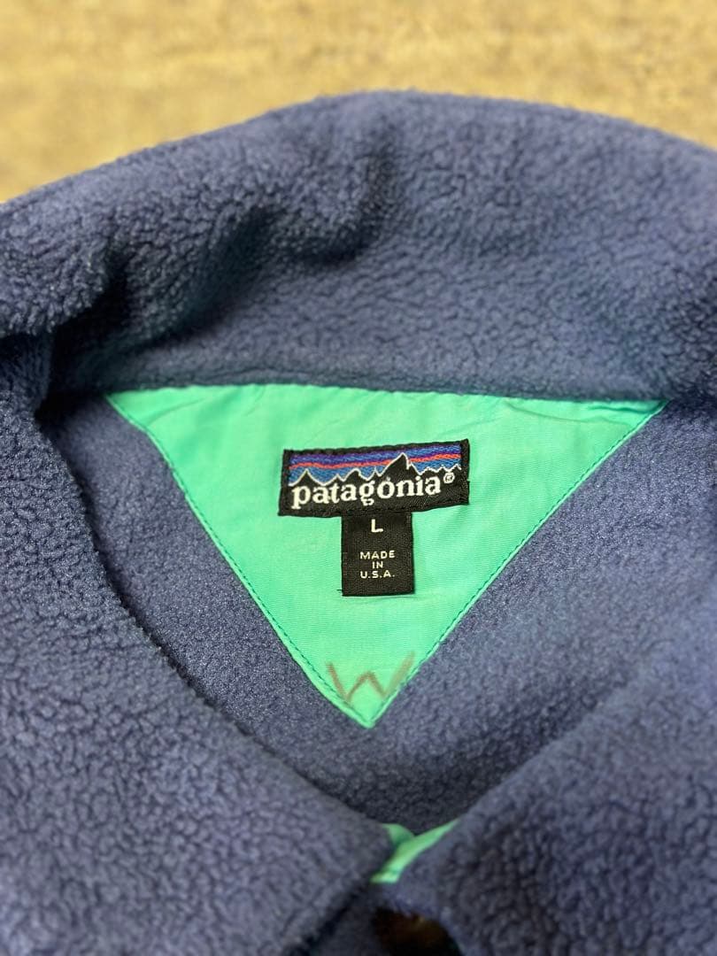 企業ロゴ入り 90’s パタゴニア シンチラプルオーバー 色ラベンダー サイズL