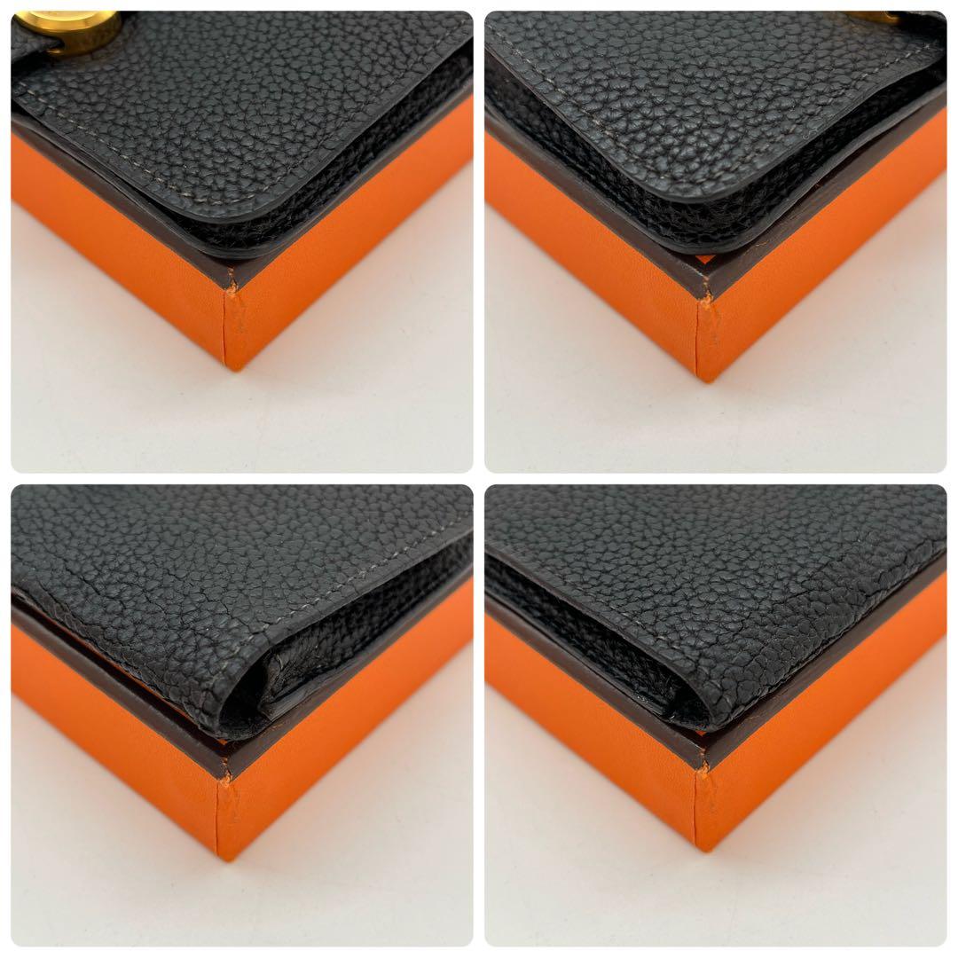 エルメス　ドゴン　コンパクト　ケース　キーケース　ブラック　チェーン