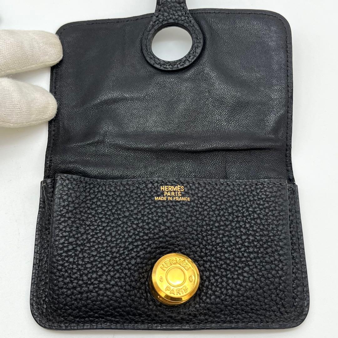 エルメス　ドゴン　コンパクト　ケース　キーケース　ブラック　チェーン