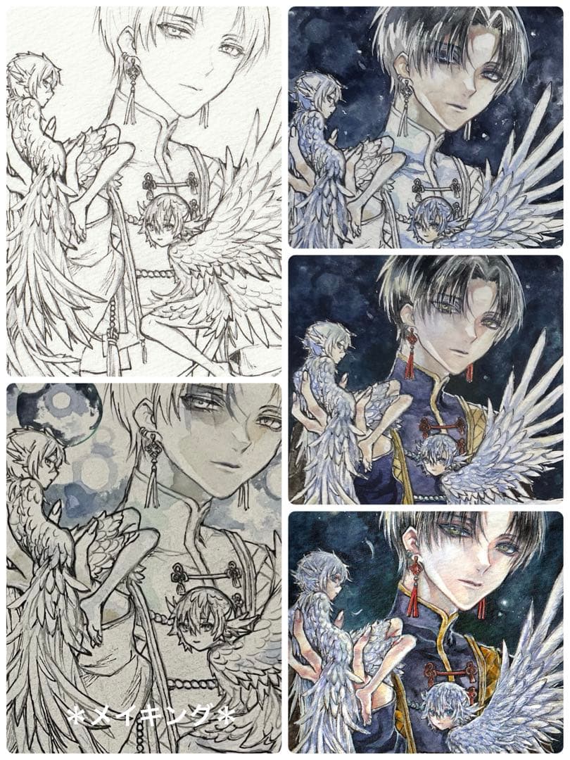 創作　オリジナル 手描きイラスト 【人形様】