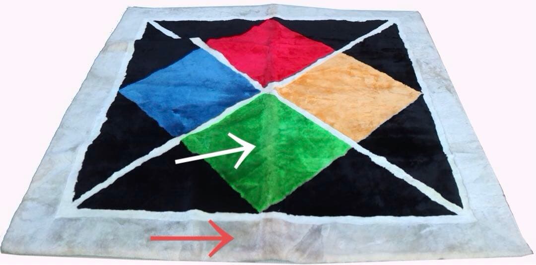 ゆー　幾何学模様のカラフルムートンラグ　少々難あり　190x190cm