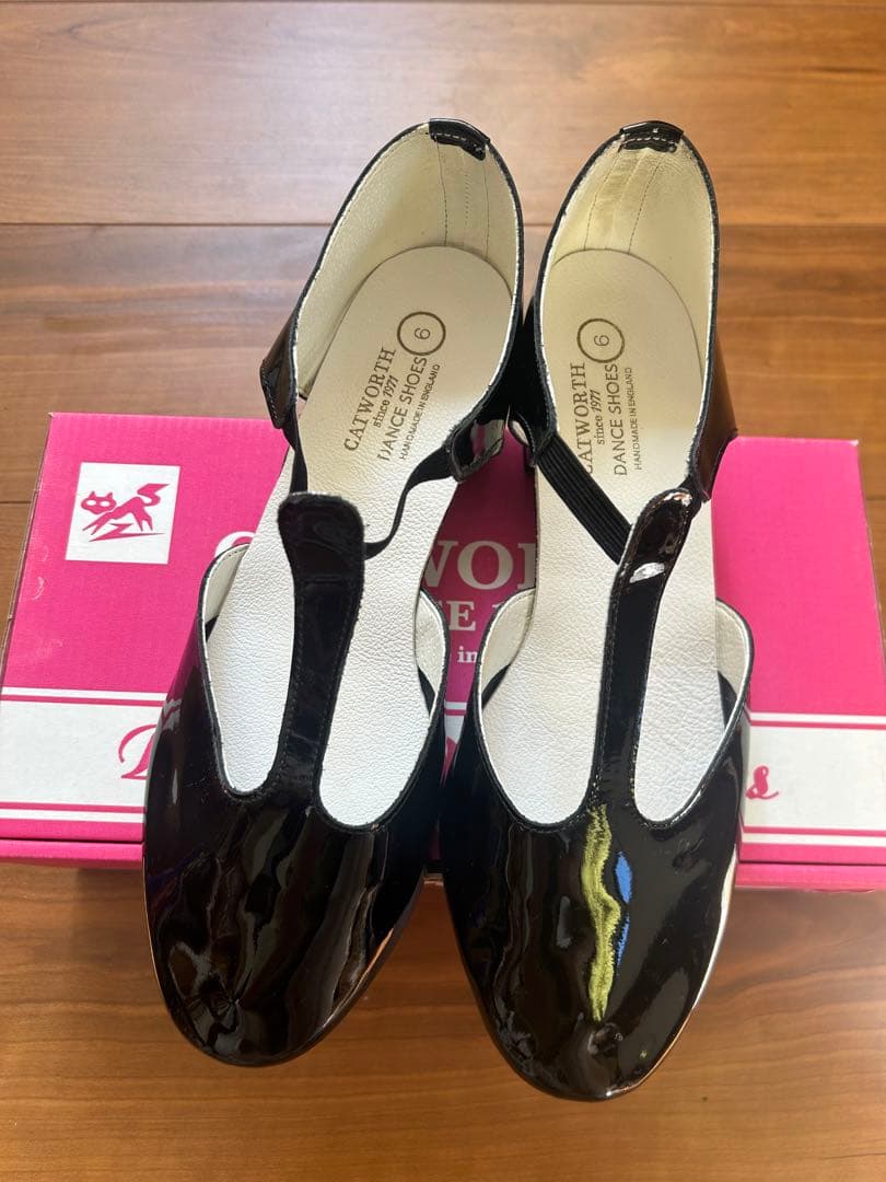 美品☆カットワース T字 ストラップシューズ レザー ゴム ブラック　サイズ6