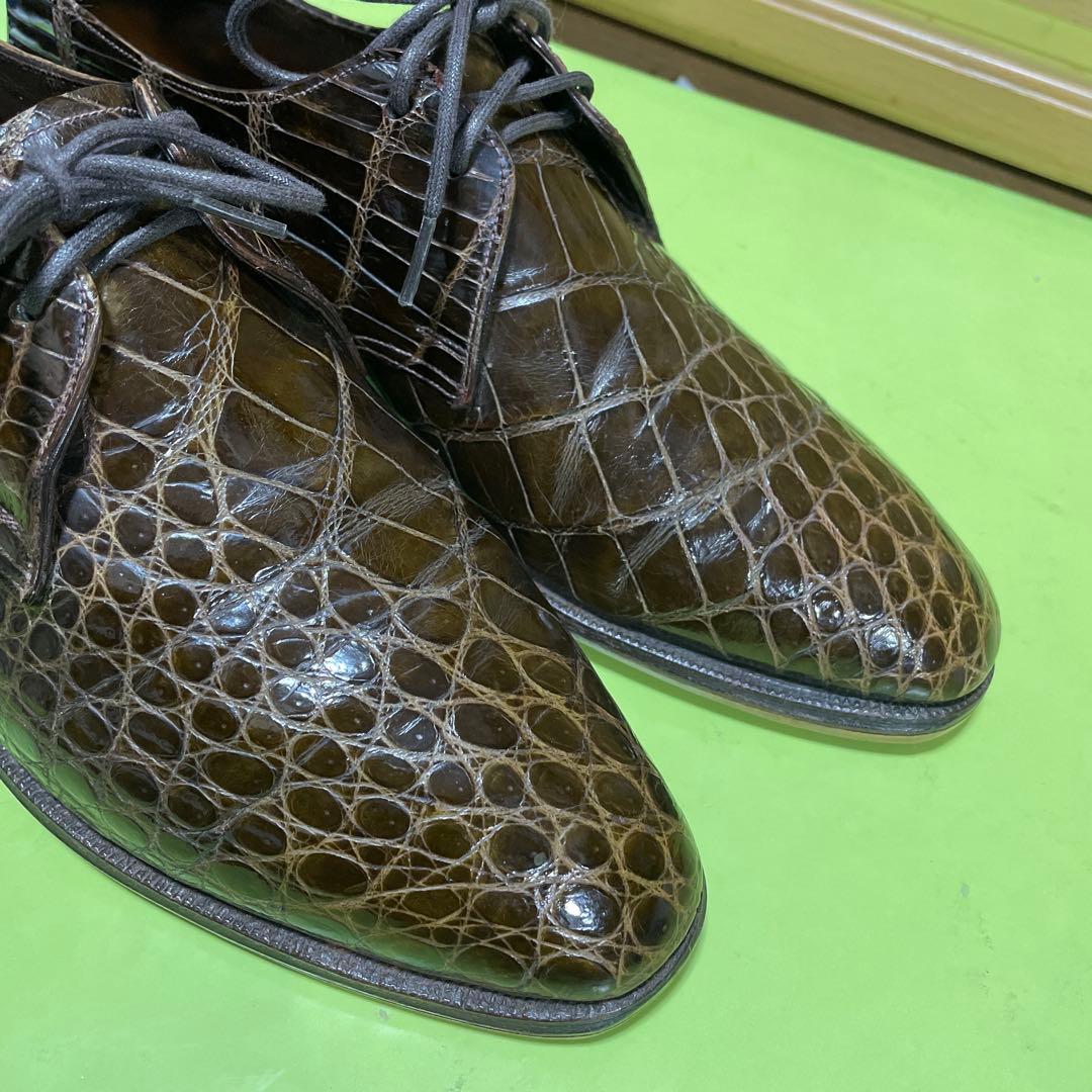クロコ革靴　ブラウン　ビンテージシューズ　サイズ5〜5.5