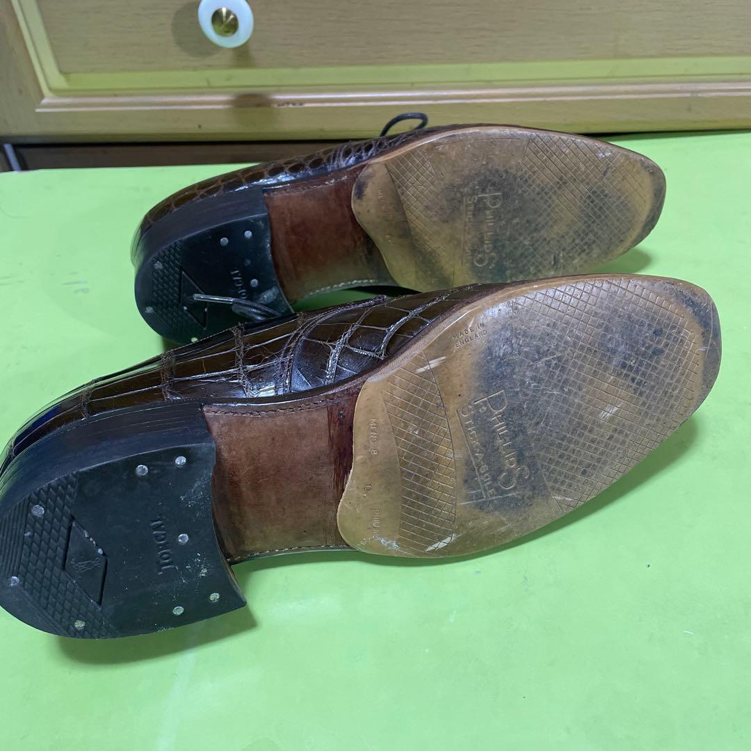 クロコ革靴　ブラウン　ビンテージシューズ　サイズ5〜5.5
